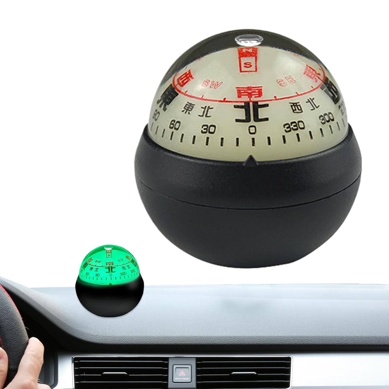 Brújula Esférica para Salpicadero Coche Doble Luminosa para Orientación | Bola Guía De Dirección Para Navegación Para Coches Barcos Navegación Exterior Senderismo Orientación Encontrar