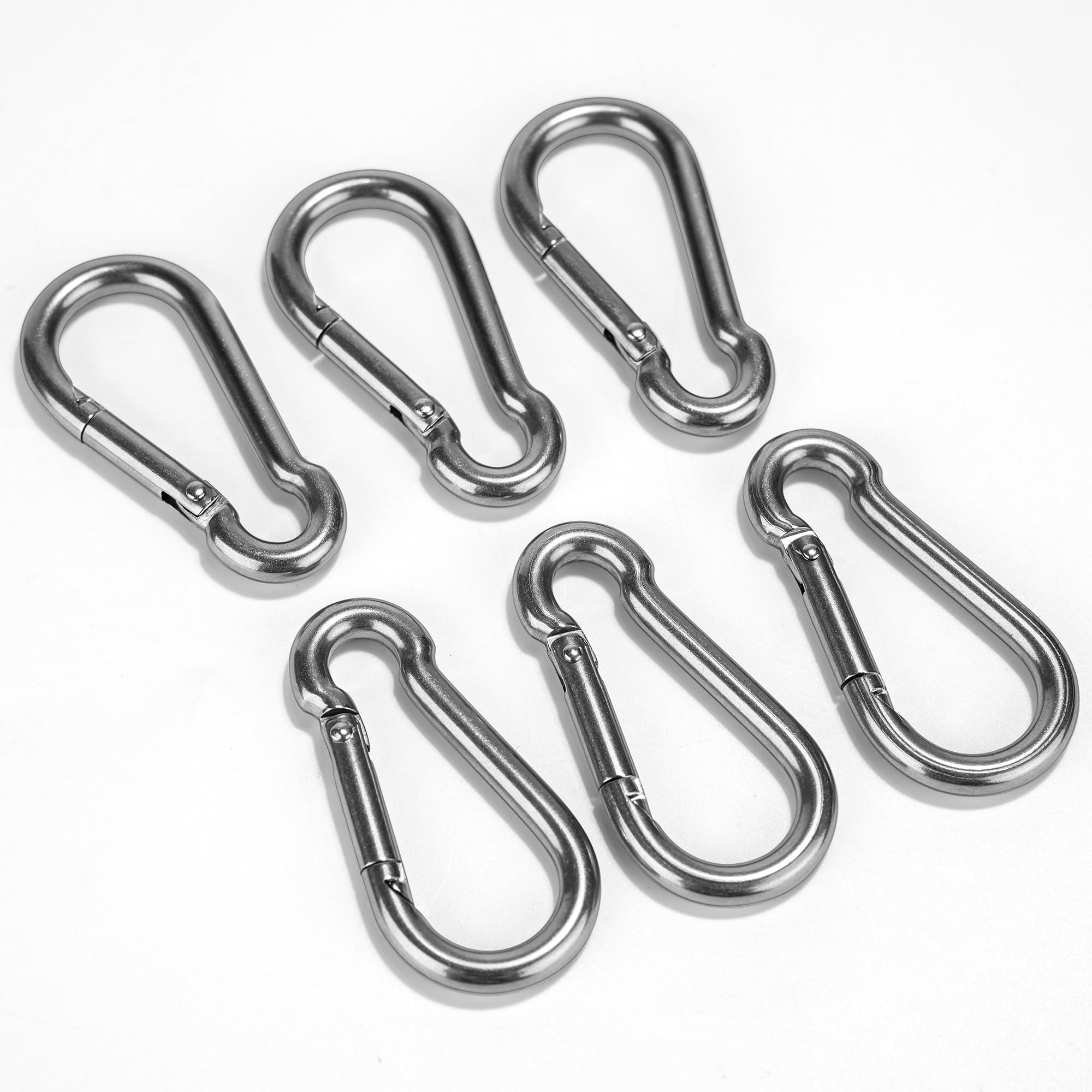 6 portachiavi a moschettone, moschettone con chiusura a scatto, portachiavi, moschettone, moschettone in acciaio inox, per campeggio, pesca, escursionismo o viaggi