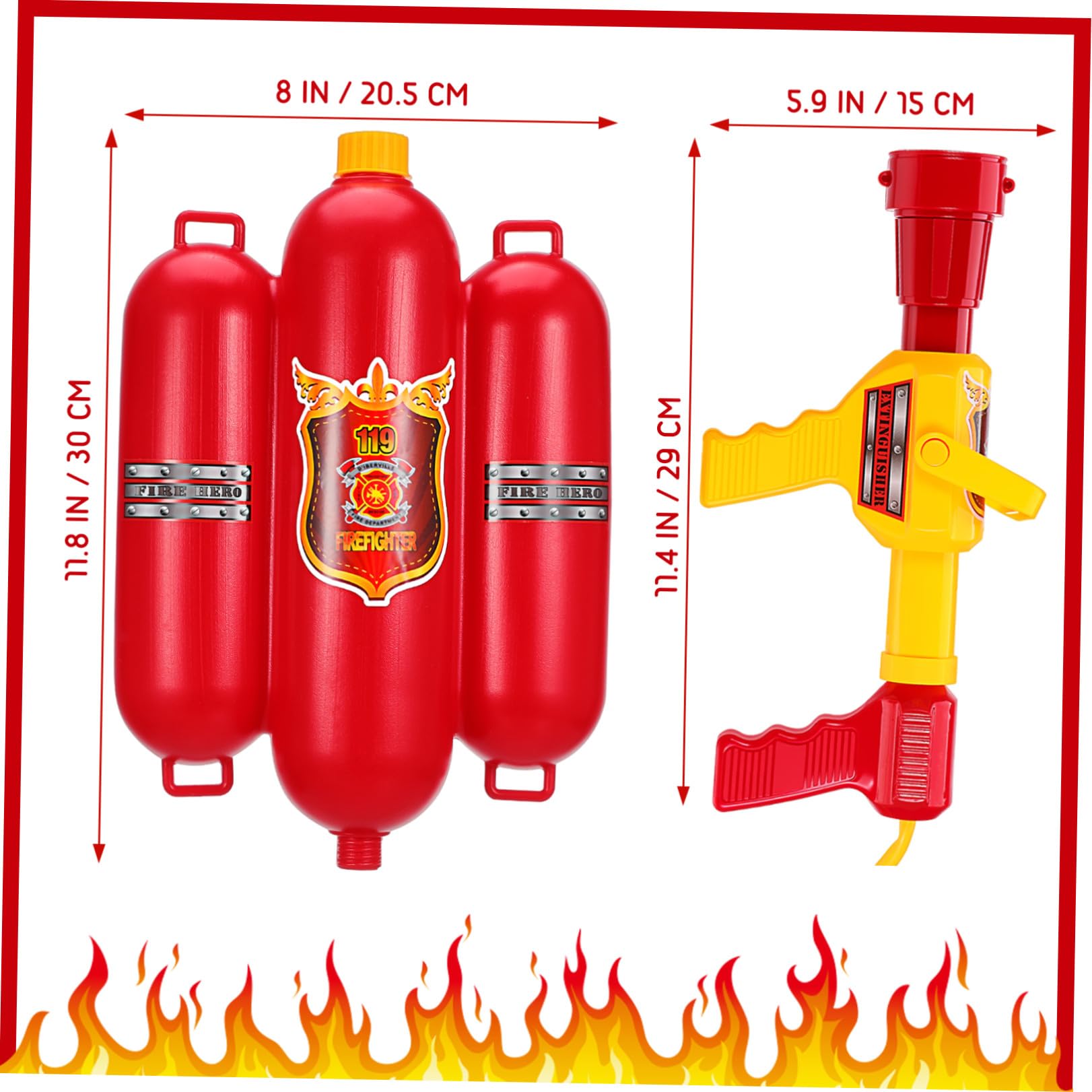 Pistola ad Acqua Zaino Antincendio Rosso per Bambini | Backpack Water Shooter, Kids Water Shooter Toy, Vacanze Estive, Plastico Leggero per Giardino e Piscina