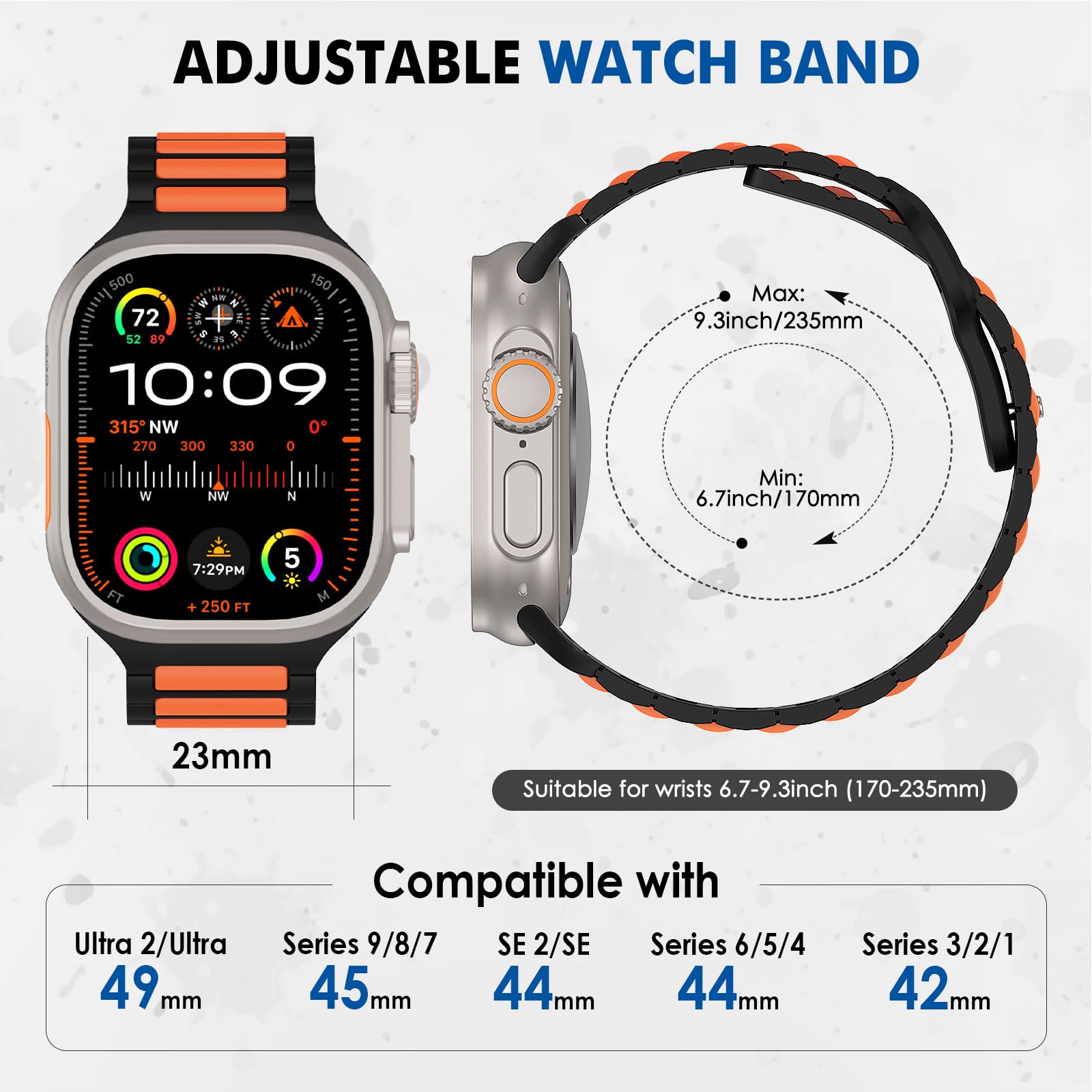 MoKo Cinturino Compatibile con Apple Watch Ultra 2 49mm 46mm 45mm 44mm 42mm per Uomo Donna, Cinturino di Ricambio Sportivi in Silicone per iWatch Apple Watch Serie 10 9 8 7 6 5 SE Ultra 2