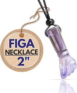 Italian 2" Figa Necklace - Money and Love Talisman - Evil Eye Protection and Spiritual Amulet - Genuine Gemstone Jewelry - Adjustable Cord - Guiding Hand Pendant - Guardian Energy Crystals - Good Luck Jewelry Gift