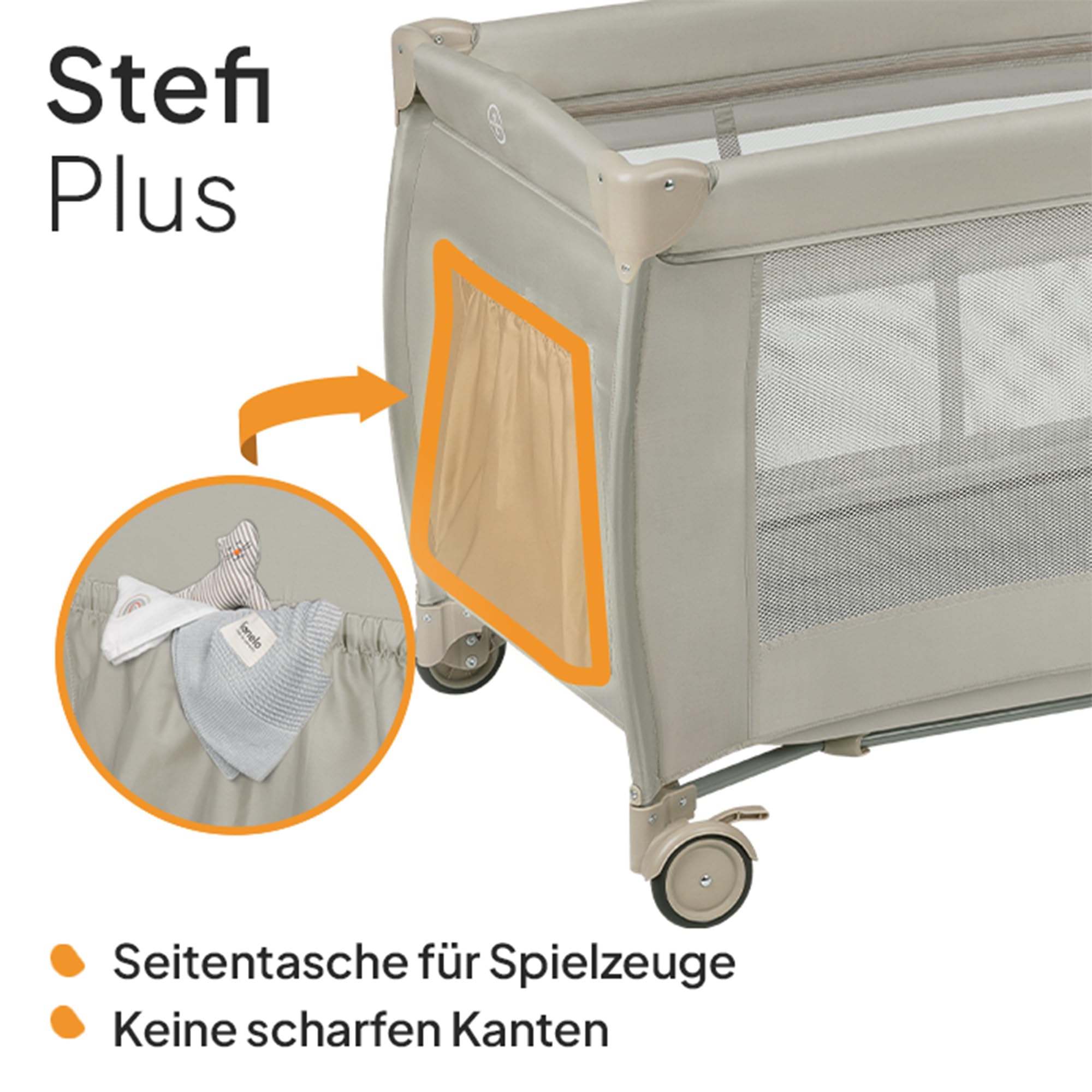 Lionelo Stefi Plus Reisebett bis 15 kg Babybett Kinderreisebett mit Matratze Seitlicher Eingang mit Reißverschluss Hochwertige Schaumstoffmatratze