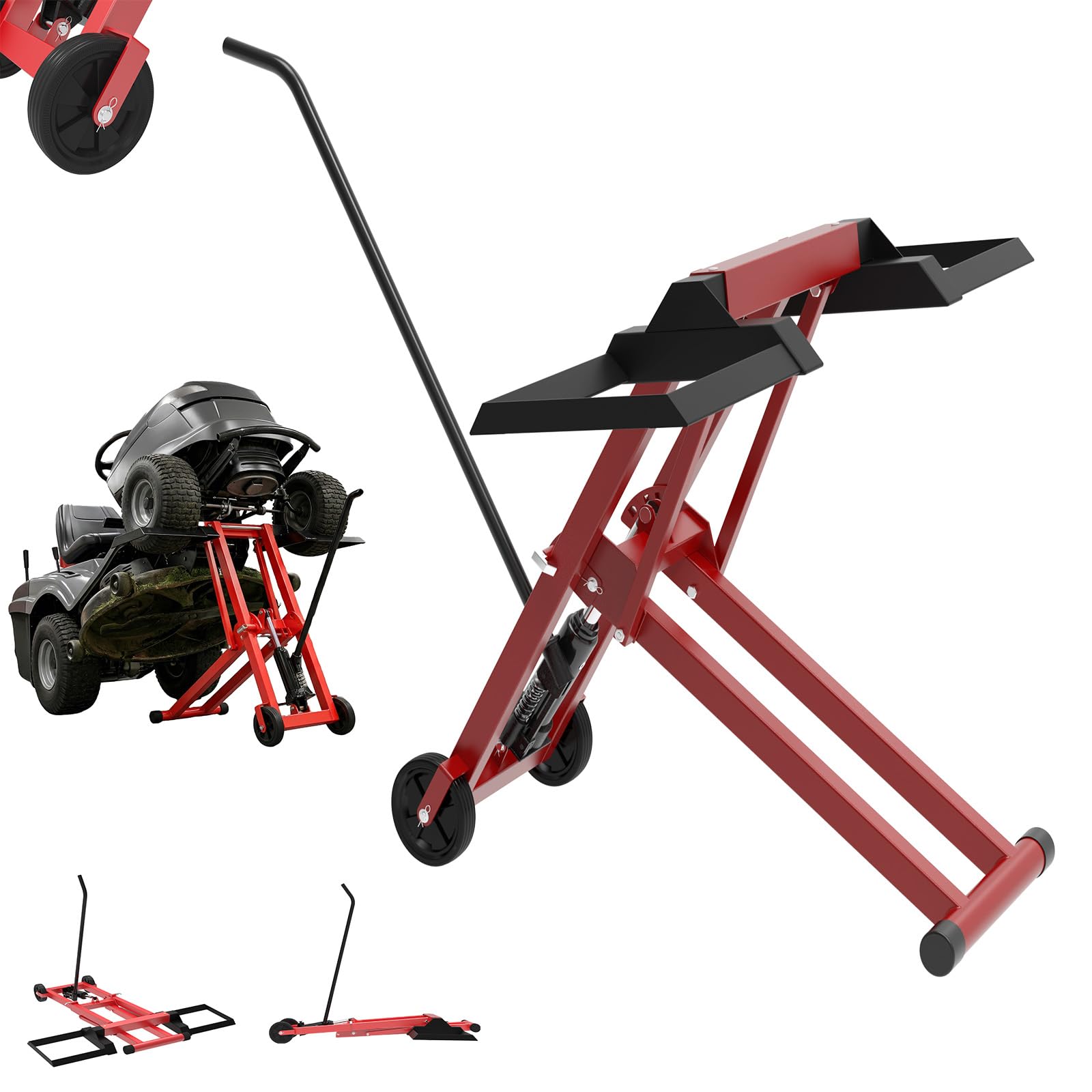 LZQ Plataforma elevadora para cortacésped con altura ajustable, capacidad de carga de 227 kg, elevador de cortacésped para tractor y ATV, cuádruple elevador de césped móvil, elevador de tractor de