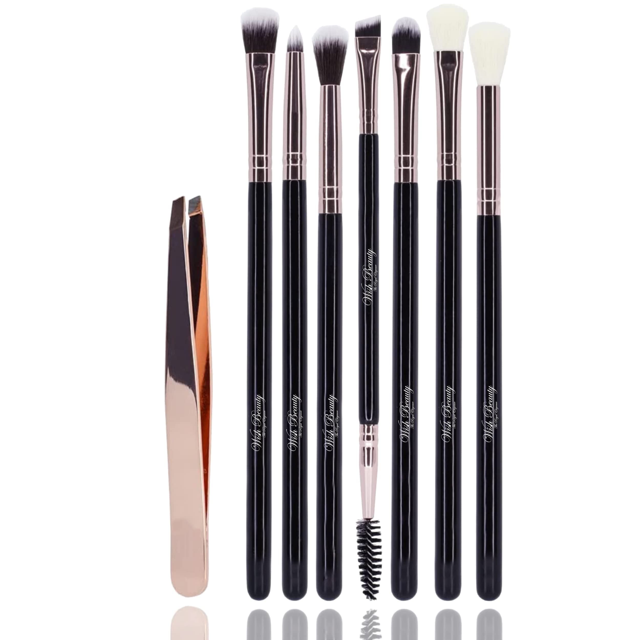 Wishbeauty Wishbeauty Eye Brush Set - Award Winning Eye Makeup Brushes for Eyes and Brows Including Eye Shadow Brush Set, Eyebrow Brush and Tweezers