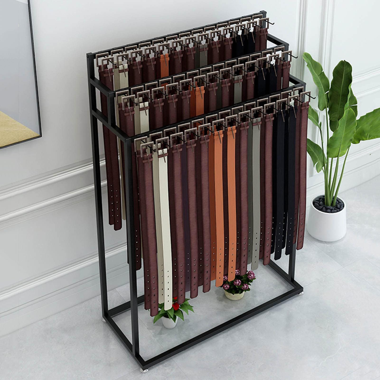 Percha para CinturóN Montada Suelo Organizador De Metal para Guardarropa Estante para Carteras Y Chales Perchero para Corbatas Y Bufandas con Ruedas Ahorro Espacio