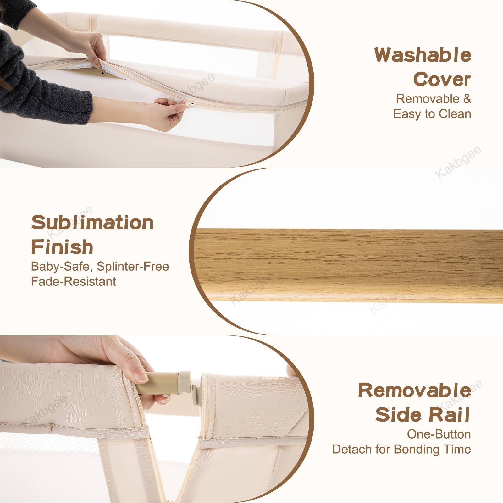Cuna Colecho, Minicuna Plegable, Moisés con Colchón Lavable, Mosquitera, Bolsa – Cuna De Viaje para Recién Nacidos 0-6 Meses, hasta 9 Kg, Imitación Madera, Caqui