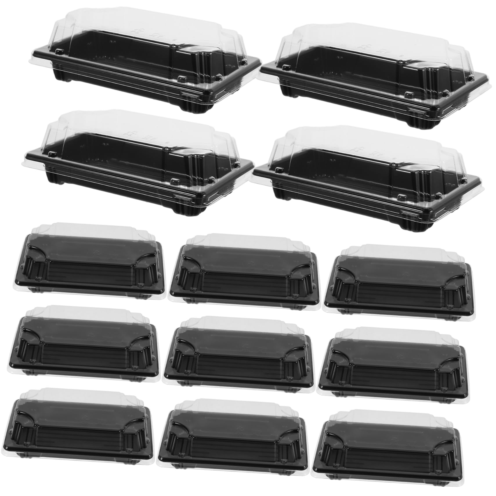 STOBAZA 50pcs Sushi Packing Boxes Lids Black Containers Sushi Takeout Chinese Takeout Boxes Japanese Container Heat Resistant