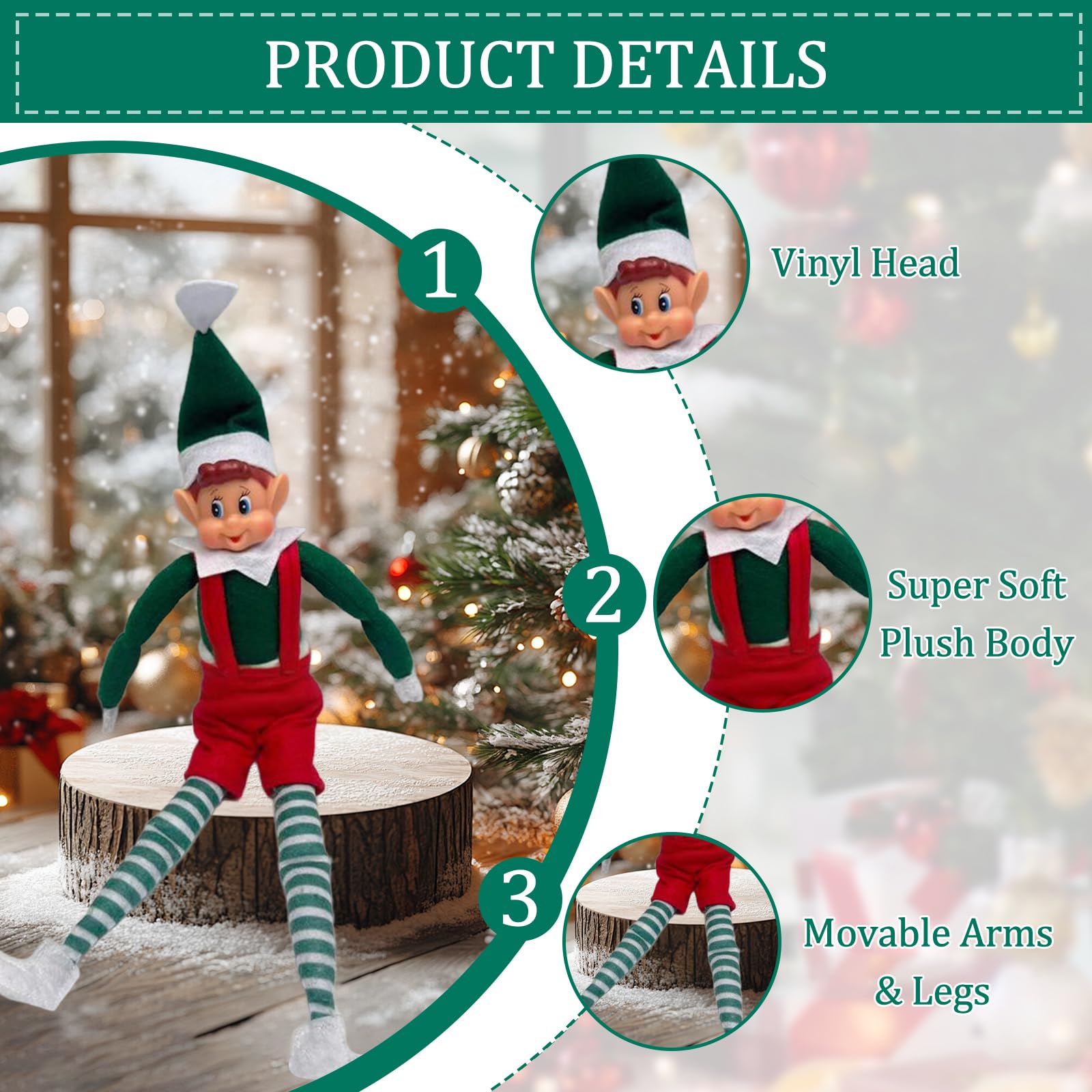 Sparklers Club Set Di 2 Elfi Di Natale In Peluche, Maschio E Femmina, 30 Cm, Personaggi Burloni Morbidi Per La Magia Delle Feste