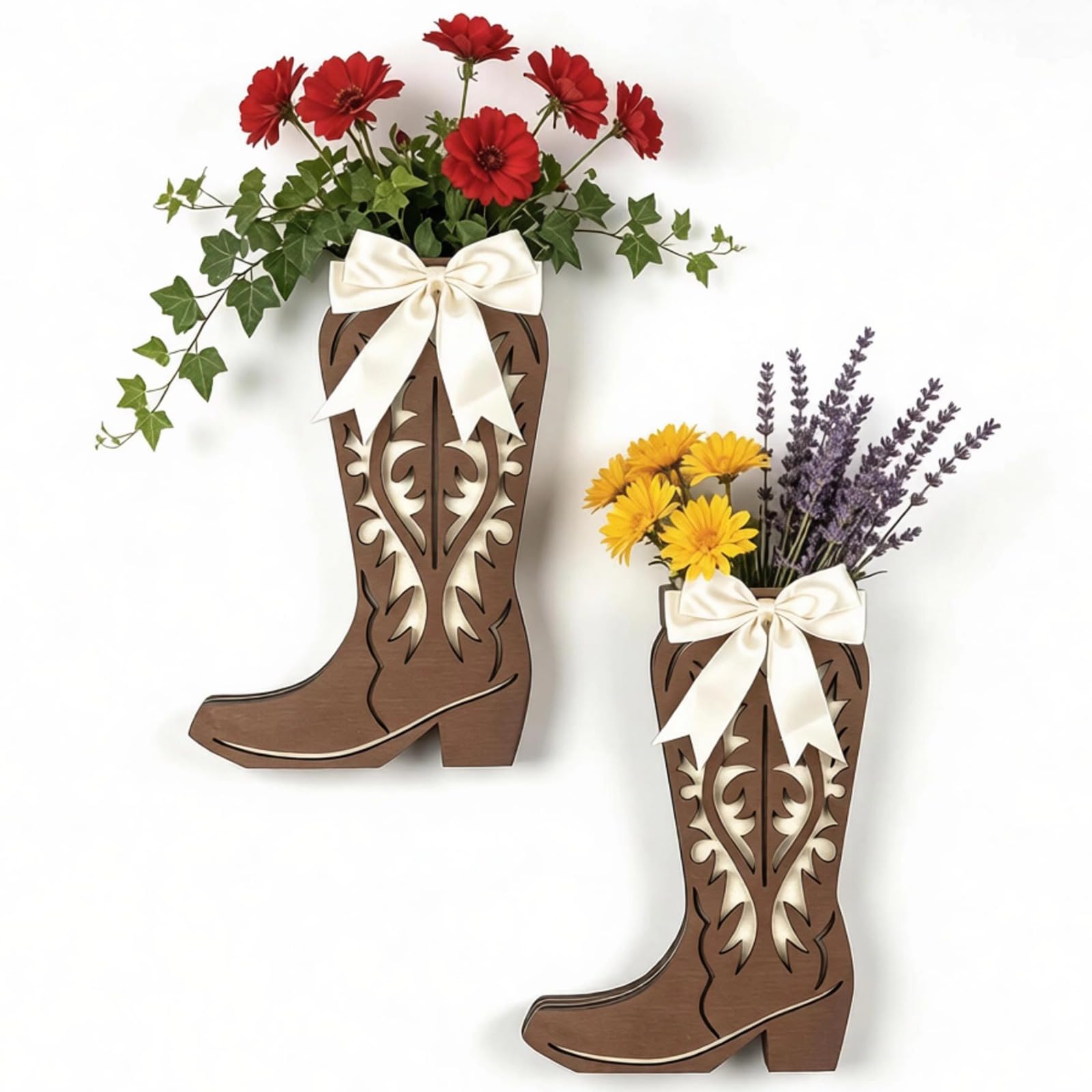 Photo 1 of Xaniyusge Wood Cowboy Boot Vase