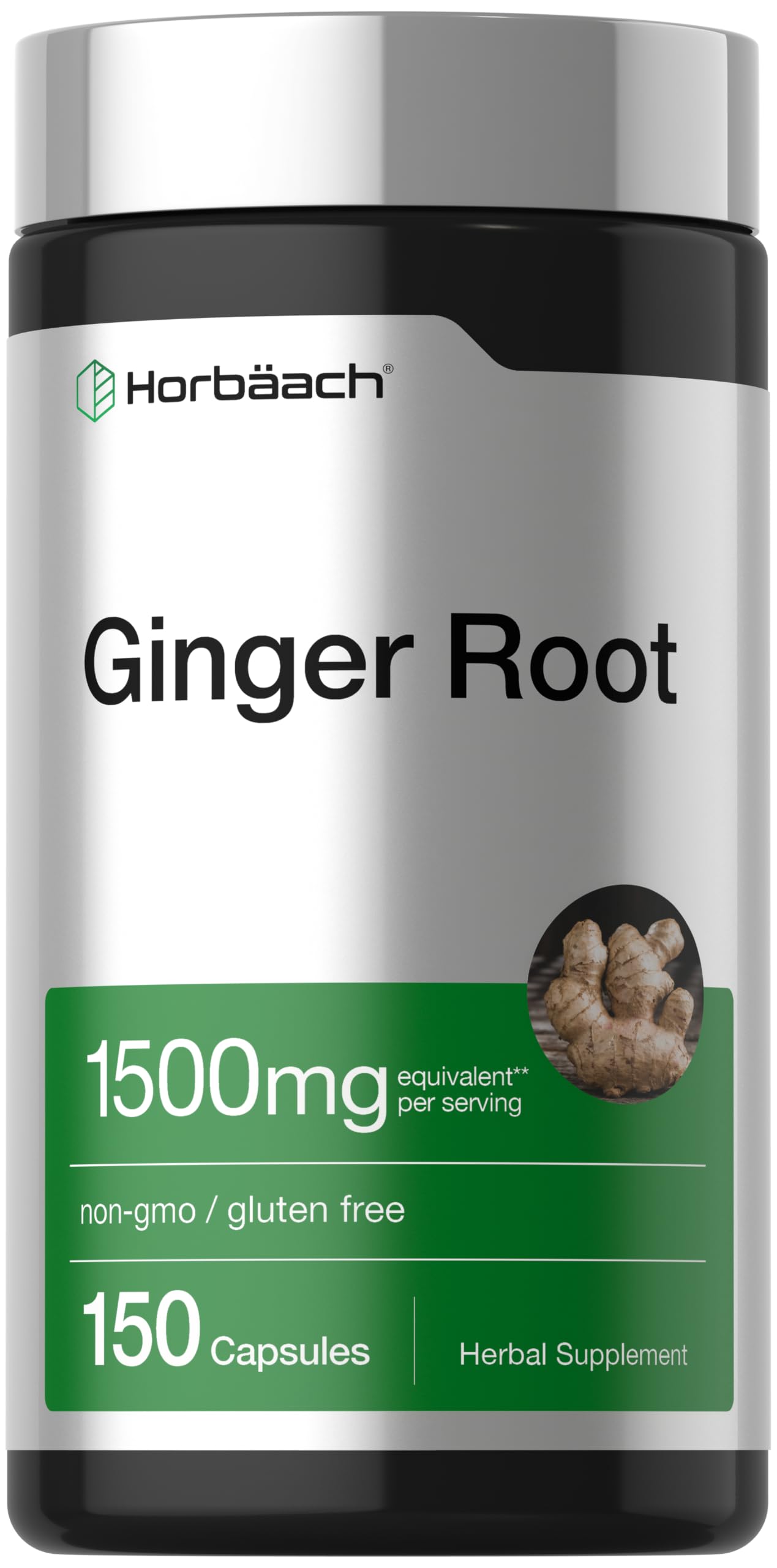 Ginger Root Capsules 1500 mg | 200 Pills | DNA Tested, Non-GMO