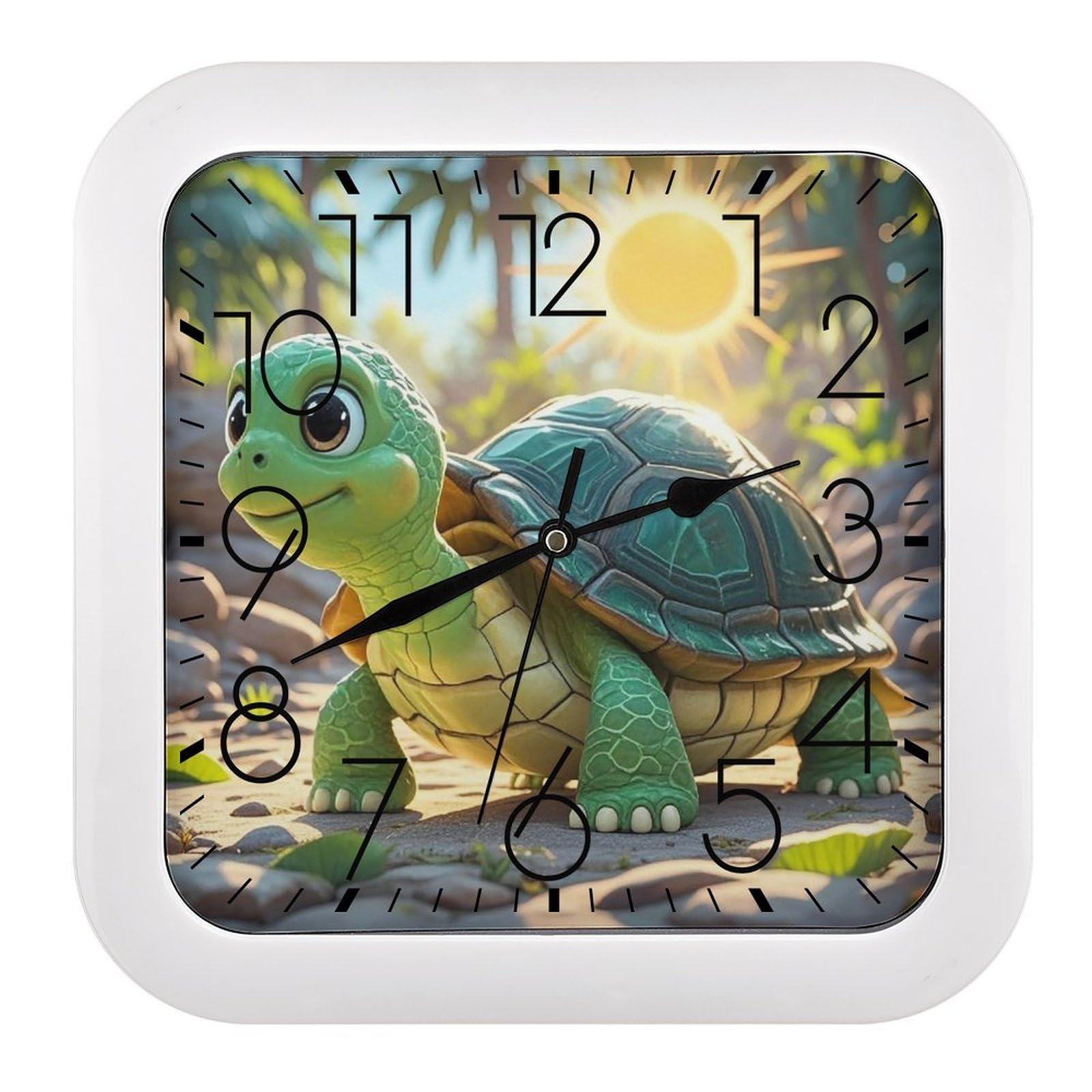 LZQPOEAS Turtle Wall Clock Fashionable Versatile Silent Wall Clock Simple Elegant Non Ticking Analog Clocks Easy to Install Square Modern Clocks for Home Decoration