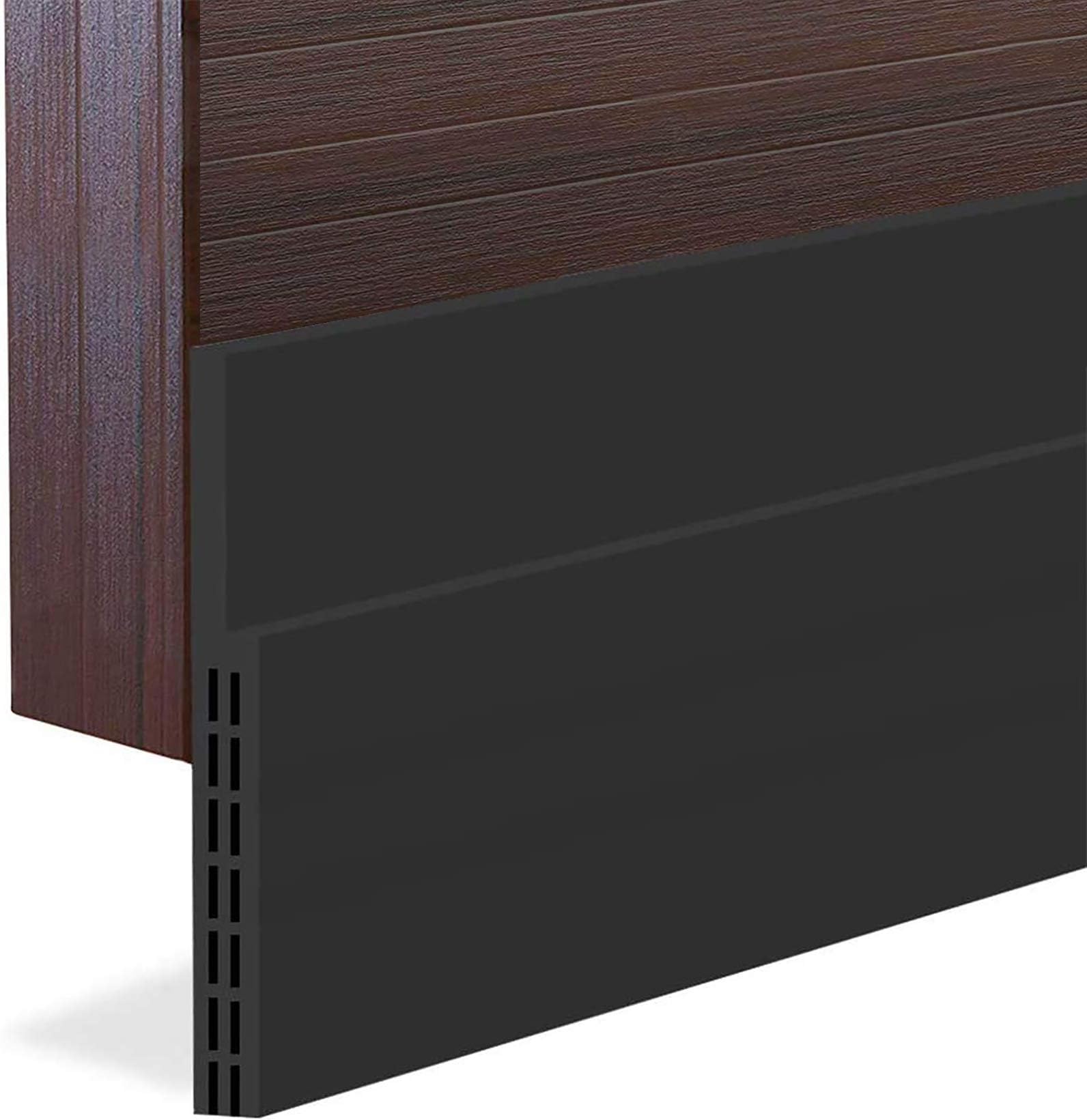 [New Upgrade] Huge Gap Door Draft Stopper, 3.4" W Widened Door Sweep Seal Gap Up to 1.8" for Interior & Exterior Doors - Keeping Draft, Noise, Dust and Unwanted Animals Out,3.4" W x 39" L,Black