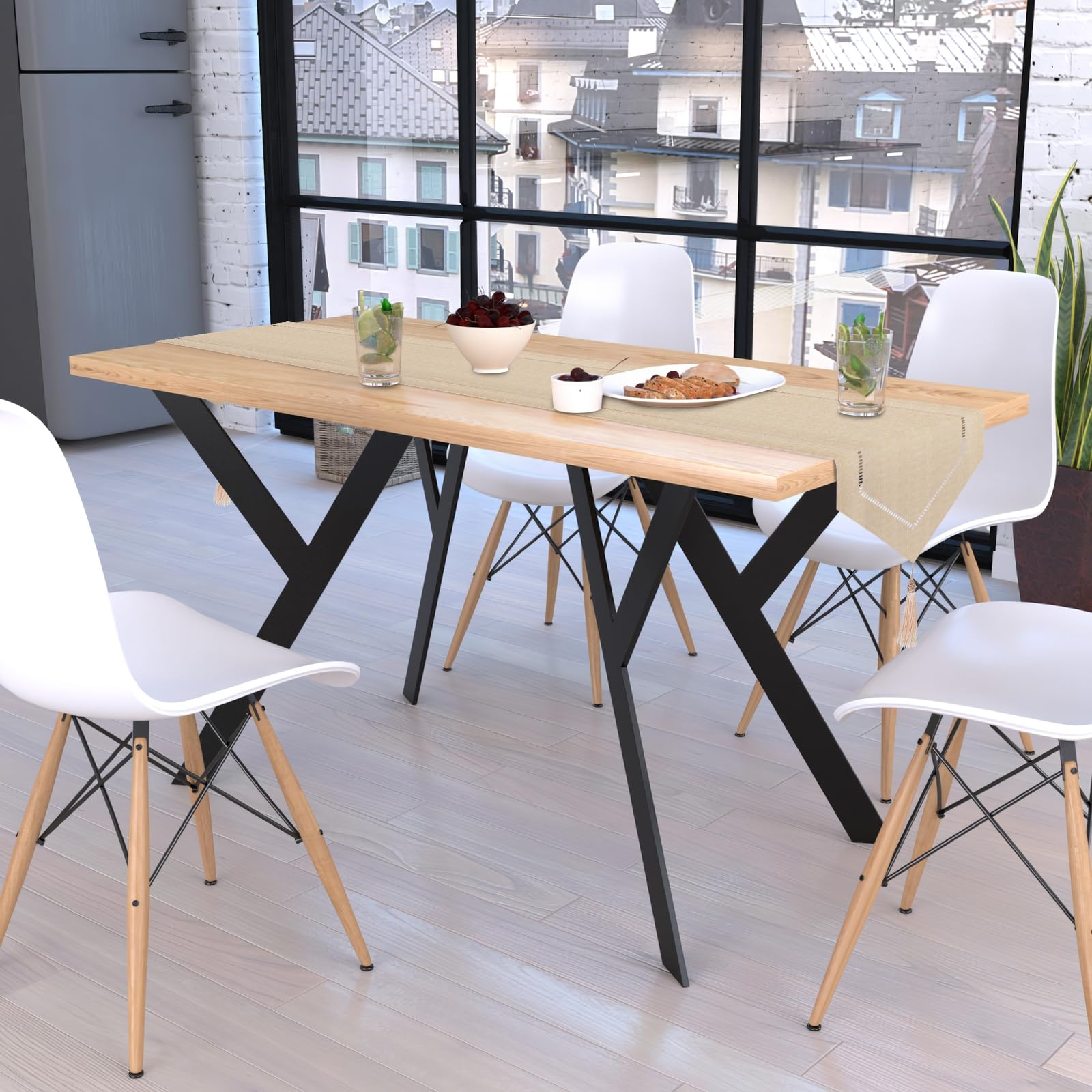 Beige Table Runner, 12.5*70.8 inches Table Runner with Tassels - Image 4