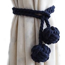 2 Knit Curtains Buckle Tieback Drapery Tassel Rope Holdback Tie Ball