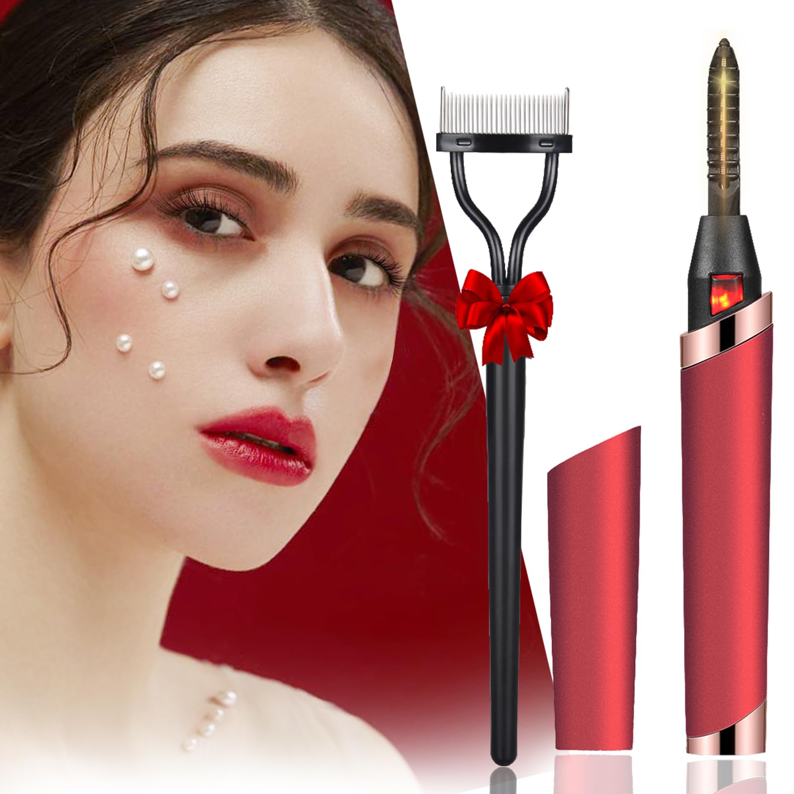 Heated Eyelash Curlers-Heated Lash Curler Rechargeable with Comb,Eyelash Curlers Electric Rizador De Pestañas Curlers for Makeup Curling Eye Lashes, 24 Hrs Long Lasting Heat Eyelash Curler