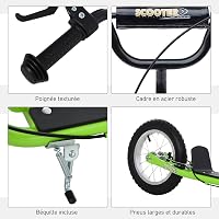 HOMCOM Gyermek Roller 5 Éves Kortól - Nagy Kerekekkel, Állítható Kormánymagassággal, Hátsó Fékkel, Zöld Acélvázzal, 100 kg Teherbírással 6