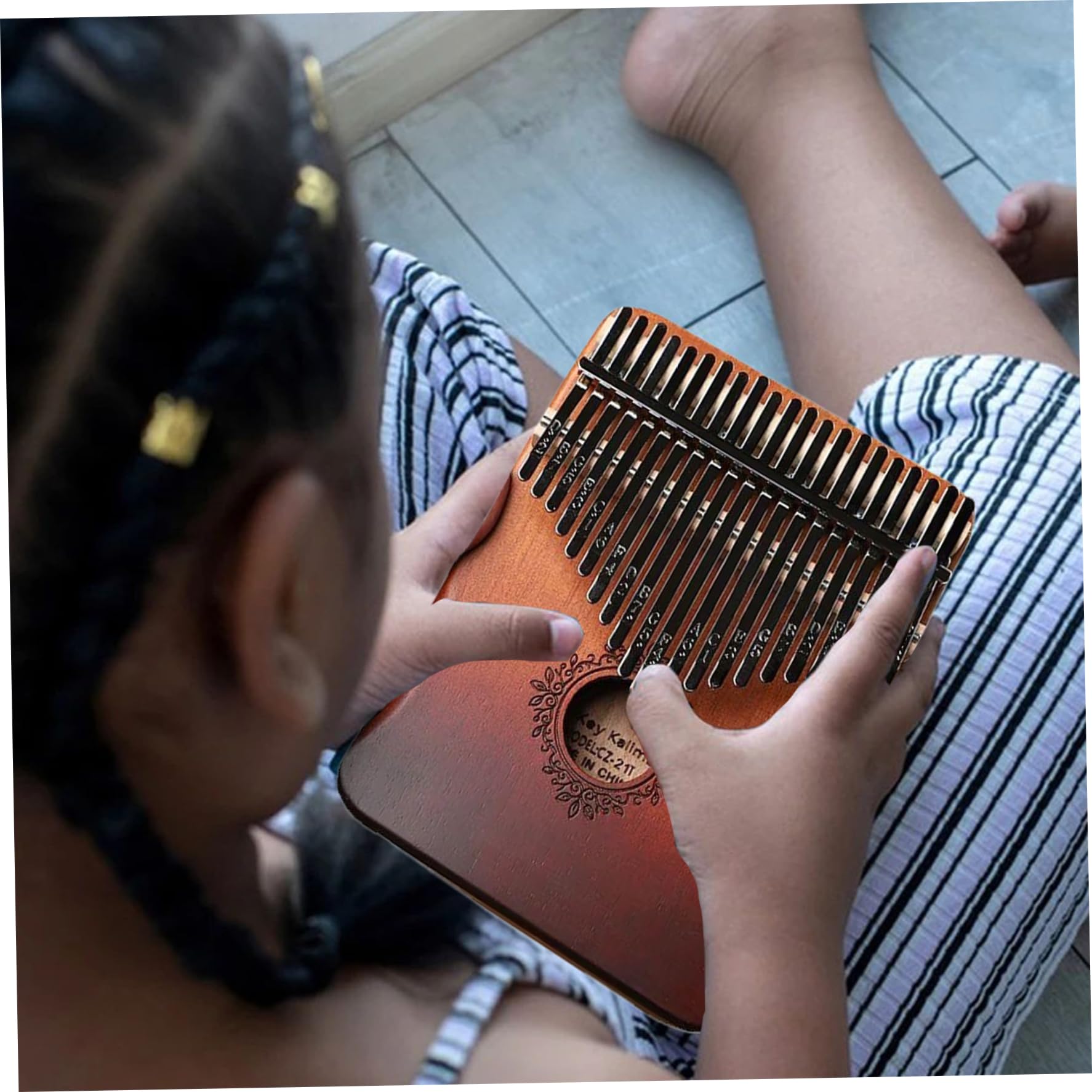 Kalimba - Kalimba, pianoforte a 21 tasti, in legno, accordato, portatile, per bambini, adulti, principianti, dita dei fiori