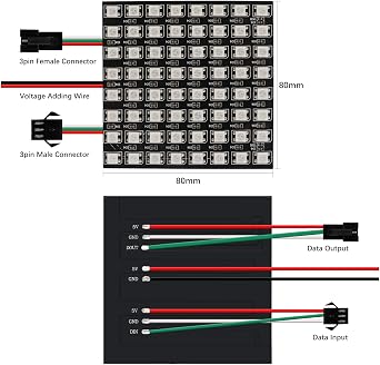 Ws2812b 8x8 LED Matrix Panel,64 Pixels Light Individually Addressable Digital Led Display, RGB 5050SMD Programmable Flexible Led Array Screen Panel for Arduino, Raspberry pi,Image,Video