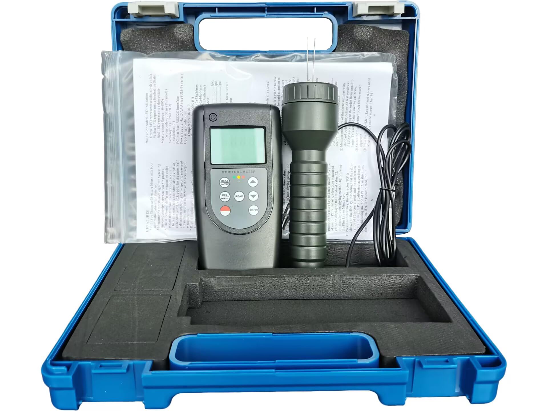 VTSYIQI Tobacco Moisture Meter Tester with Measuring Range 0% to 80% Resolution 0.1 Accuracy ± 0.5% n LCD Display