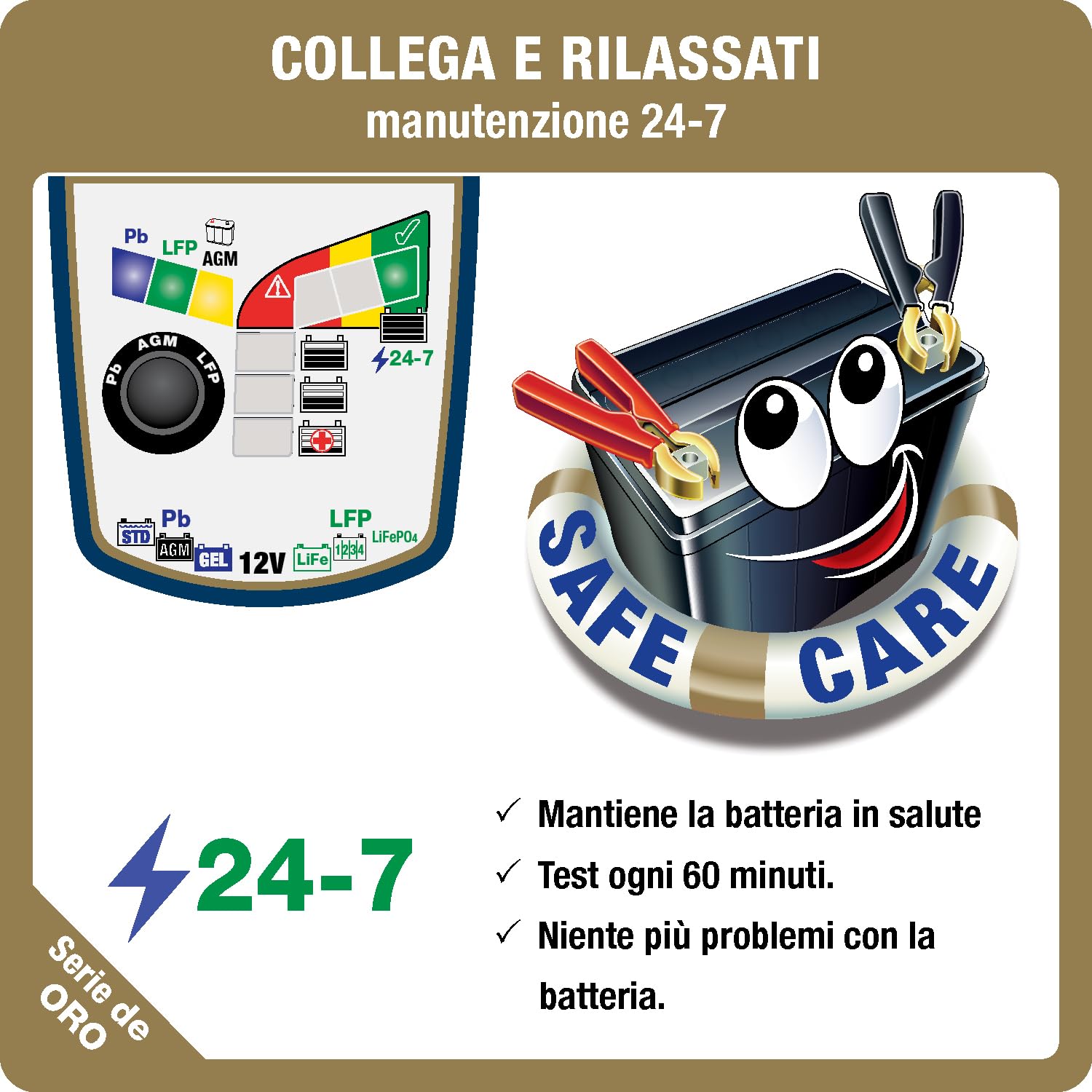 OptiMate Caricabatterie 6 Select V2 12 V 6A – Caricabatterie intelligente a 9 fasi e supporto per batterie AGM, GEL, STD, EFB e Lithium LiFePO4 – Ripristina le batterie a scarica profonda da 0,5 V