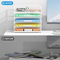 Vista 55 de 5 Tray Paper Organizer Letter Tray with Handle - Mesh Desk File Organizer, Paper Sorter Organizer for Office, Home or School File Folder Holder