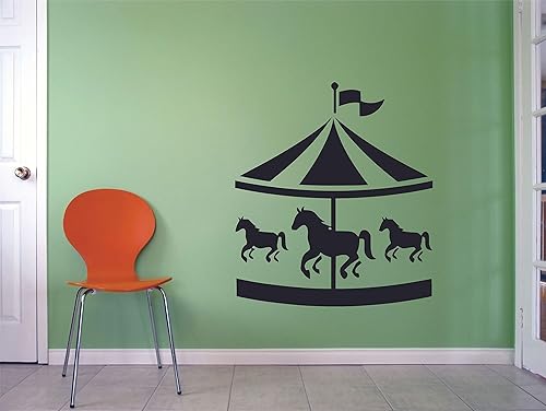 Calcomanía artística de pared de carrusel de carnaval, parque de atracciones, parque de atracciones de circo, feria divertida, para niñas, niños,