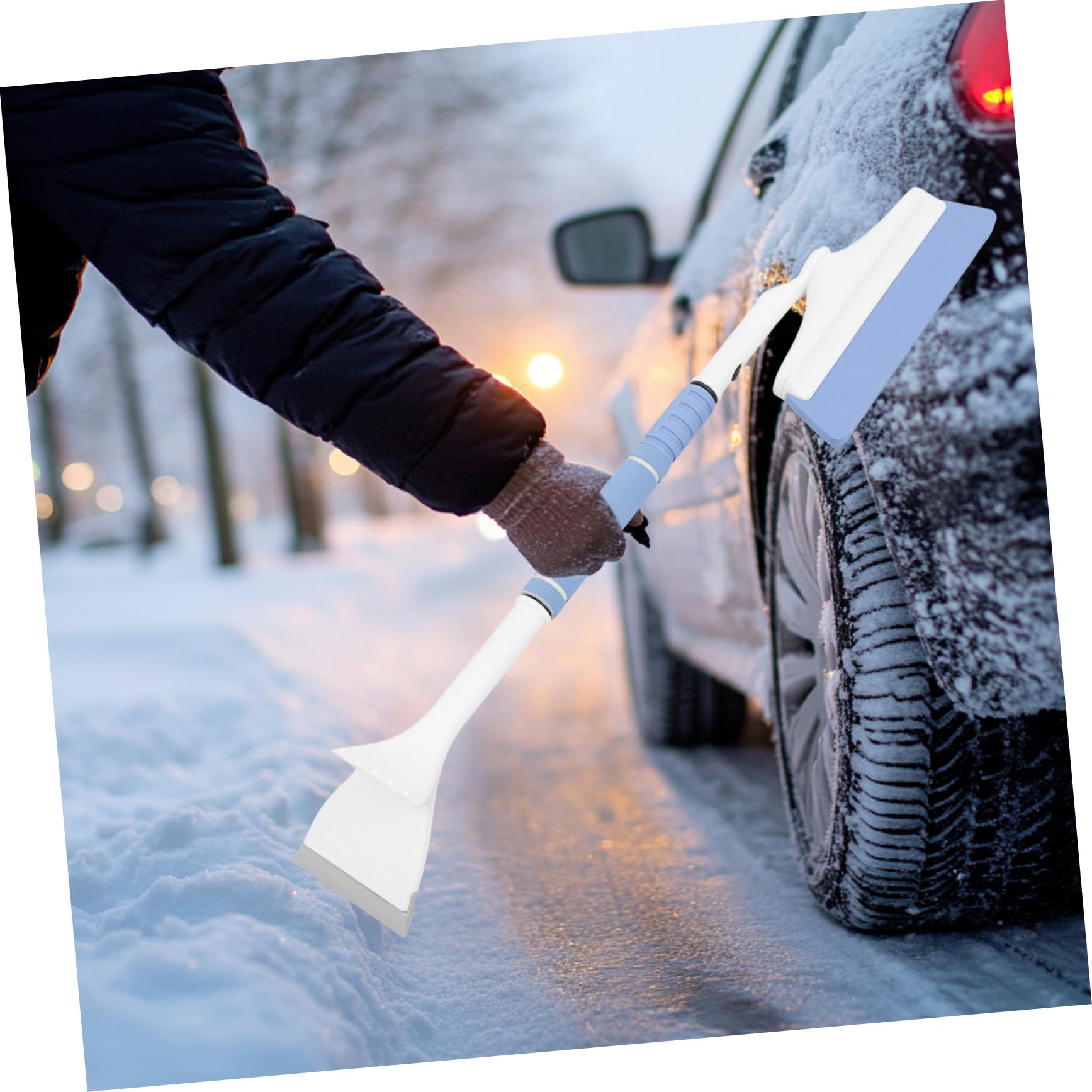 Raspador de Hielo y Cepillo de Nieve Extensible para Coches SUV, Elimina Hielo y Agua, Prevención de Vaho, Limpieza de Parabrisas