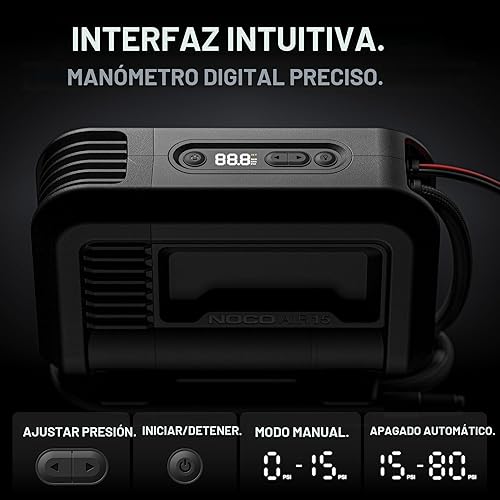 Miniatura 6 de NOCO AIR15 Inflador de neumáticos ultrarrápido de 15 A - Bomba de compresor de aire portátil de 12 V - Flujo de aire de 44 SLPM infla de 0 a 40 PSI
