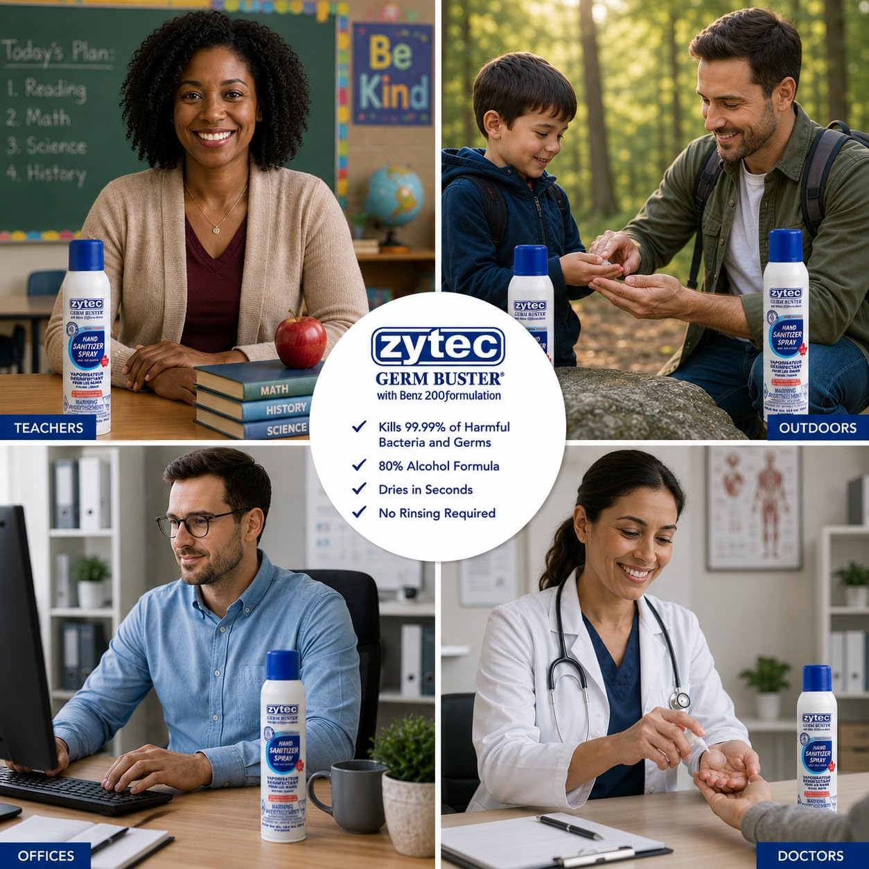 Rページ　100ml +20ml zytec Germ Buster 80% Alcohol Sanitizer Spray - Premium Quality