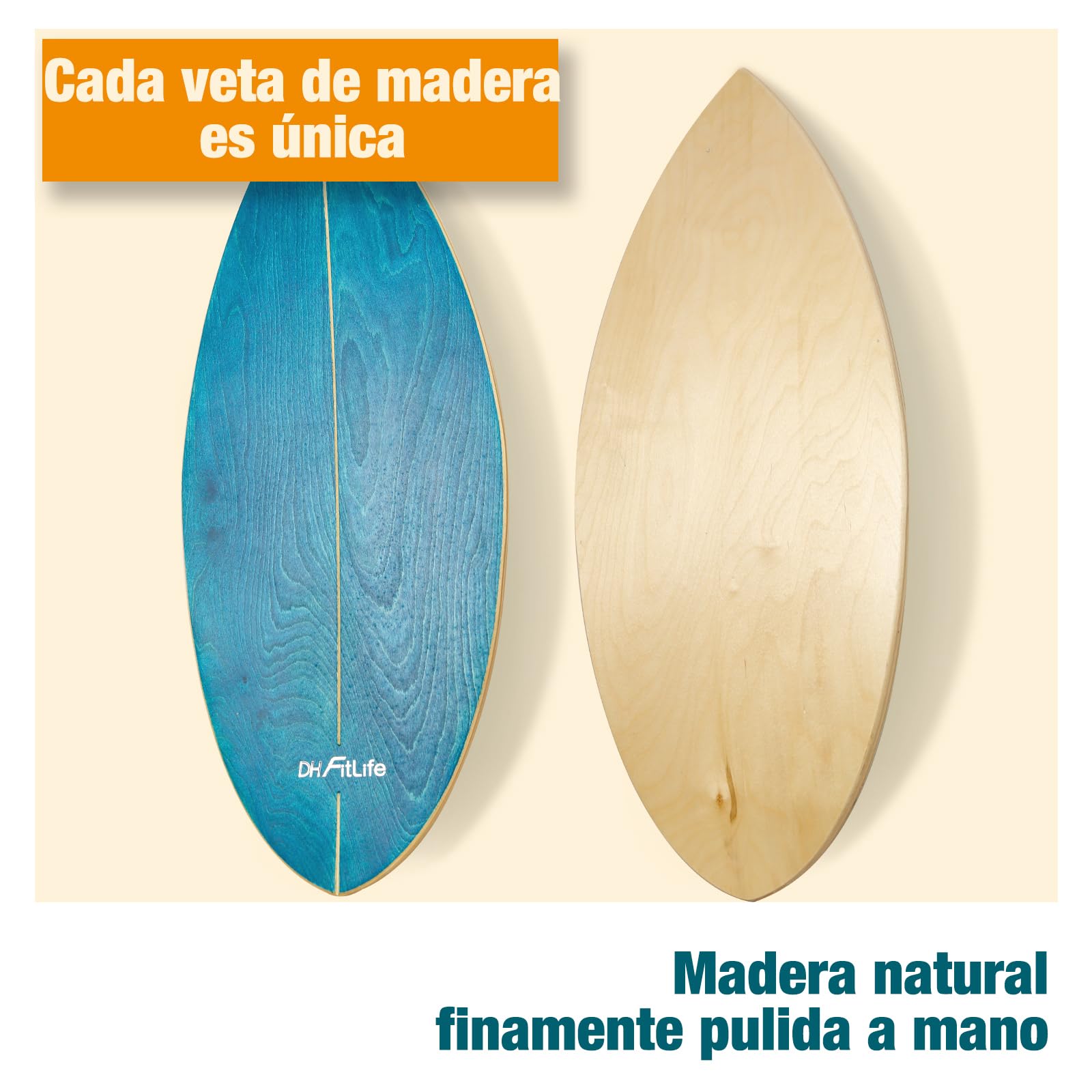 DH FitLife Tabla de Equilibrio de Madera, Balance Board con Rodillo y Bola