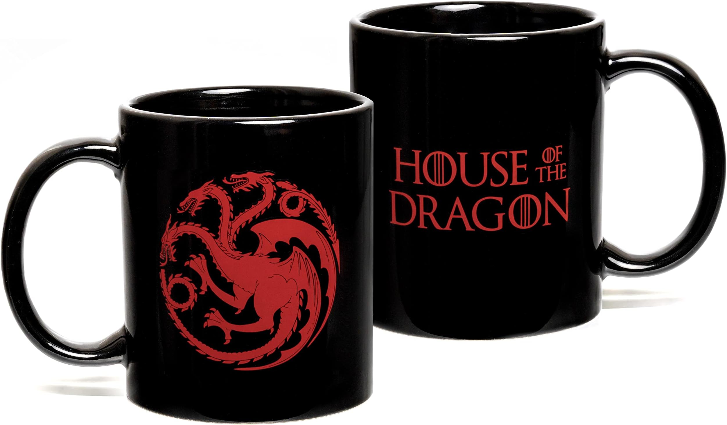 House of Dragons Mug - 11oz Black Mug/Cup Game - Thrones Artwork on Both Sides - Grade A Ceramic - Giftable Foam Box Packaging