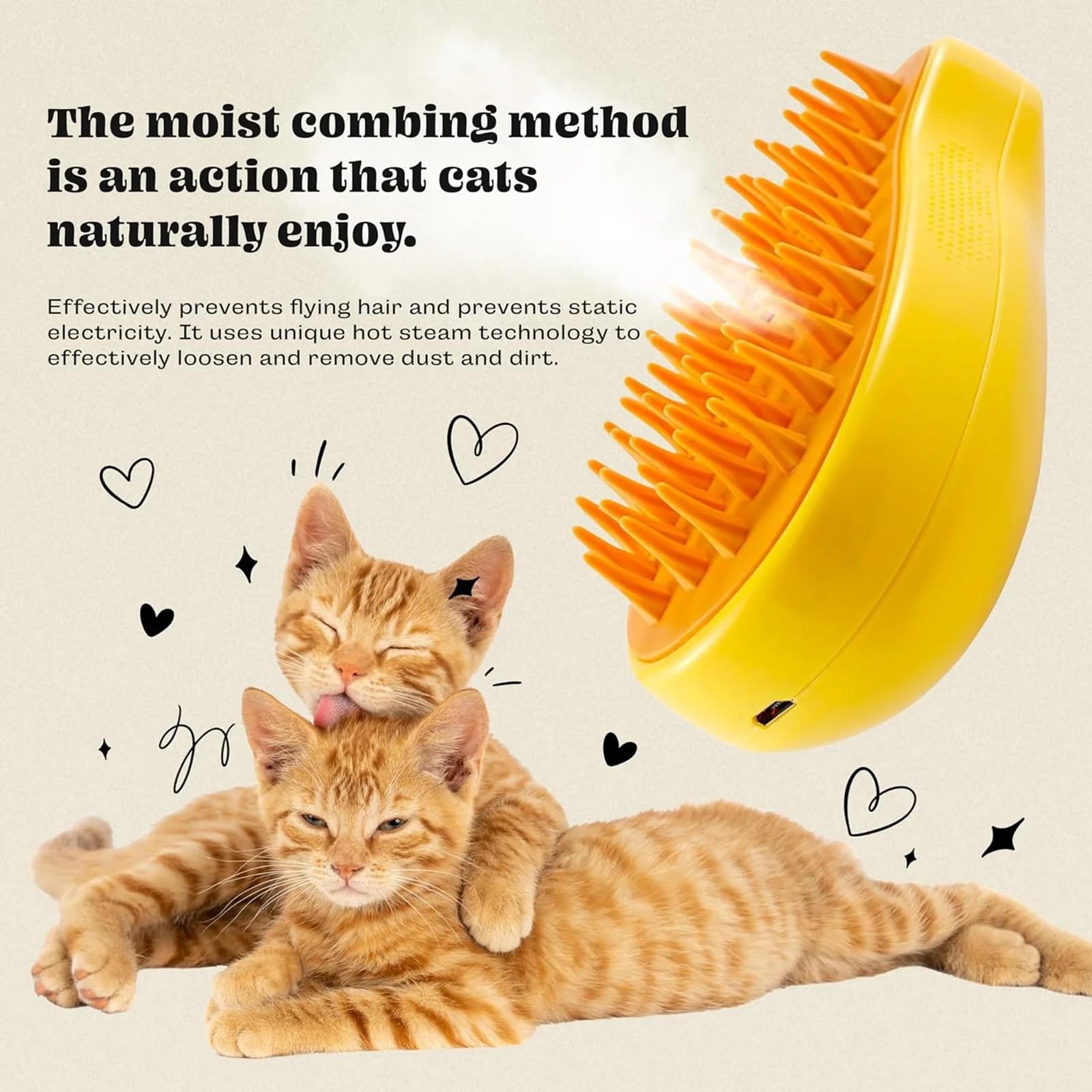 Steam Brush for Dog & Cat | Steam Brush 3 in 1 Water Brush | Silicone Massage Dog Comb Electric Multifunctional Water Brush Spa for Dogs USB Rechargeable Steamy Brush for Pet (brush) 3