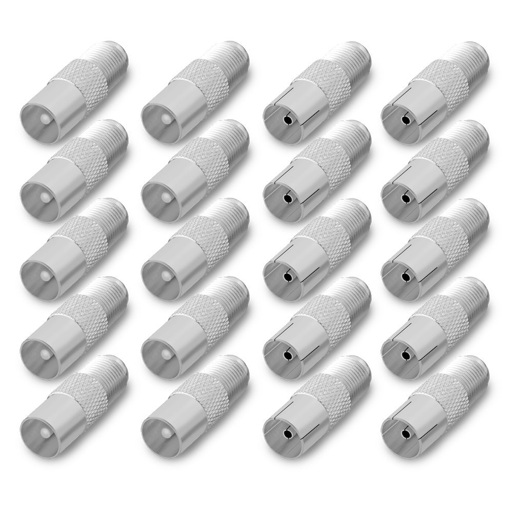 Adattatore Coassiale RF F-maschio A Presa Femmina 9,5mm – Set Da 3, Metallo Anti-rugine Per Antenna TV E Satellite, Velocità 2Gbps