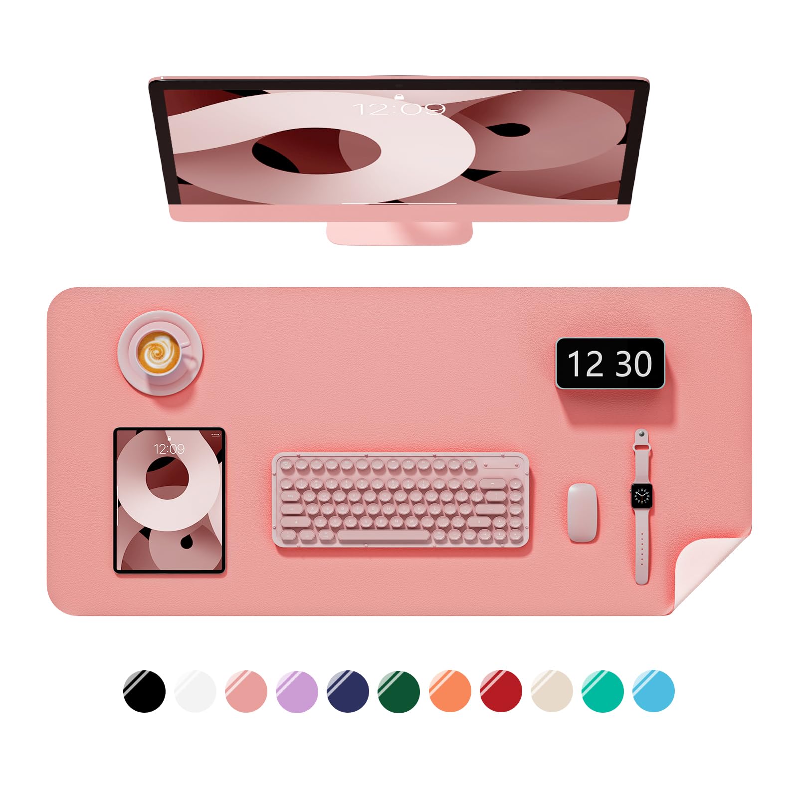 Niniubye Desk Pad, 30" x 14" PU Leather Non-Slip Desk Mat Large Mouse Pad for Desktop, Waterproof Laptop Computer Writing Mat for Office, Home, Work,