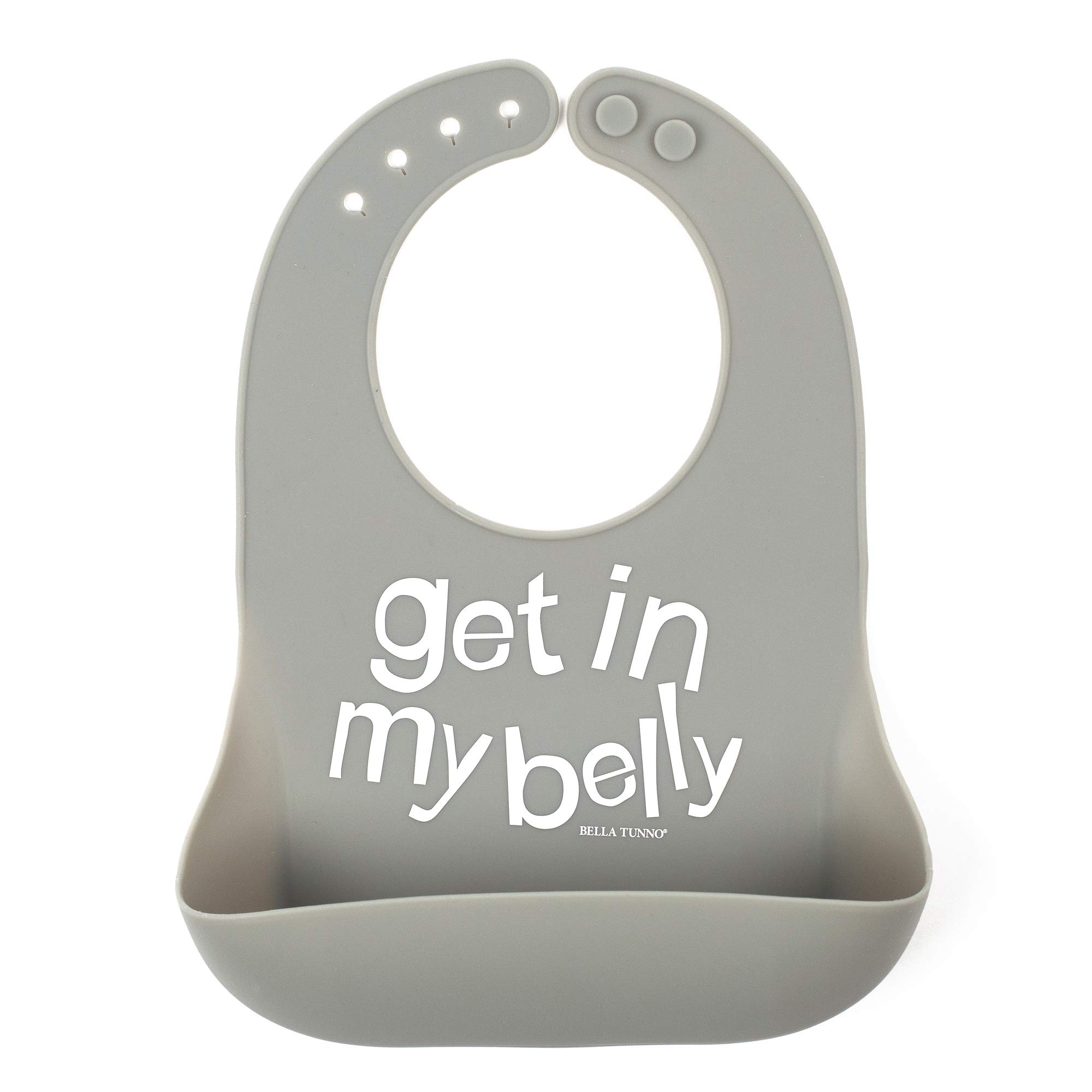 BELLA TUNNO Silicone Baby Bib .Comfortable & Durable Wonder Bib .Get in My Belly Bib, Grey