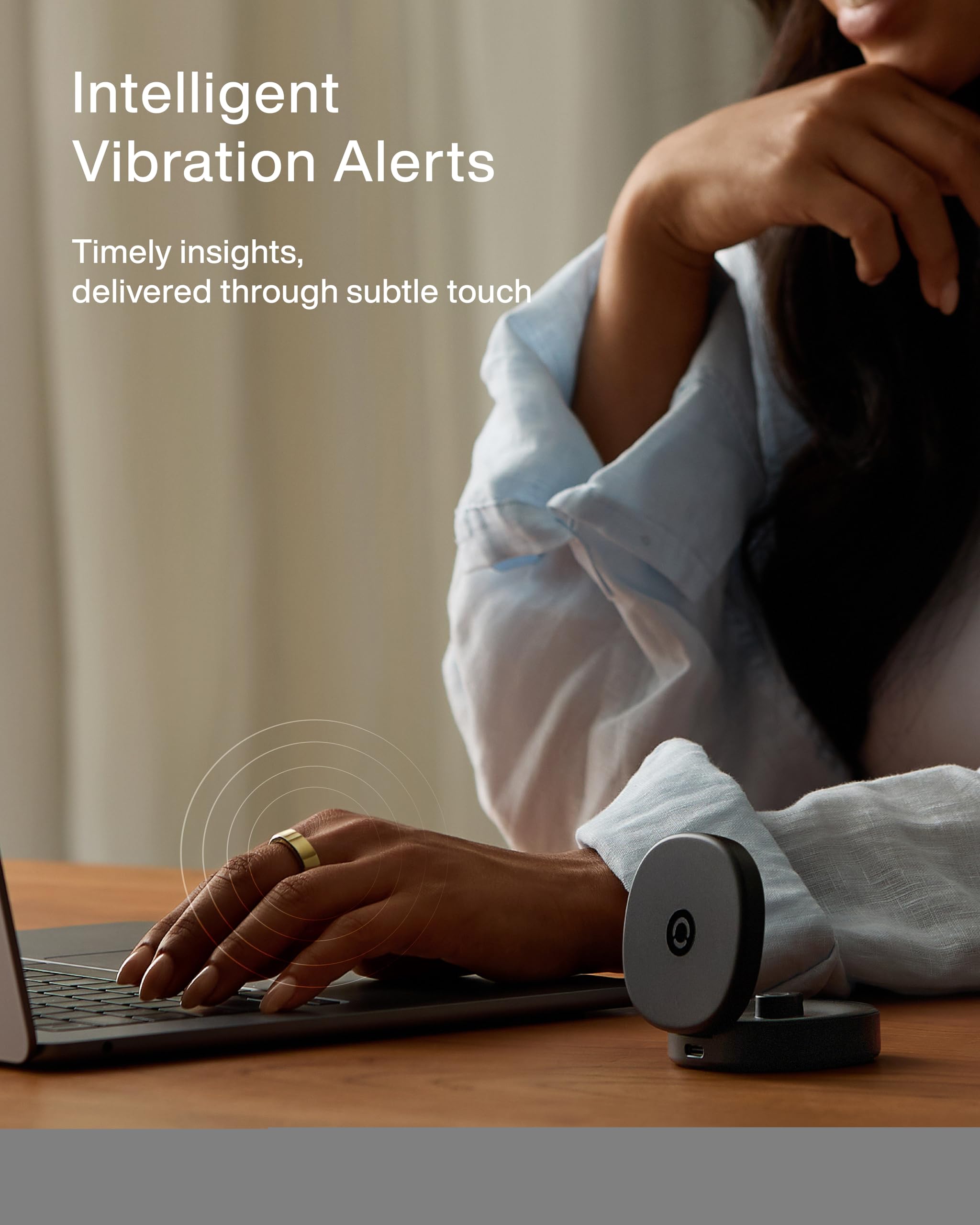 RingConn Gen 3, Primer Anillo Inteligente del Mundo con Tendencias Vasculares, Sin Suscripción, Alertas por Vibración, Sueño, Fitness, Frecuencia Cardíaca, 14 Días de Batería(10, Oro Real)