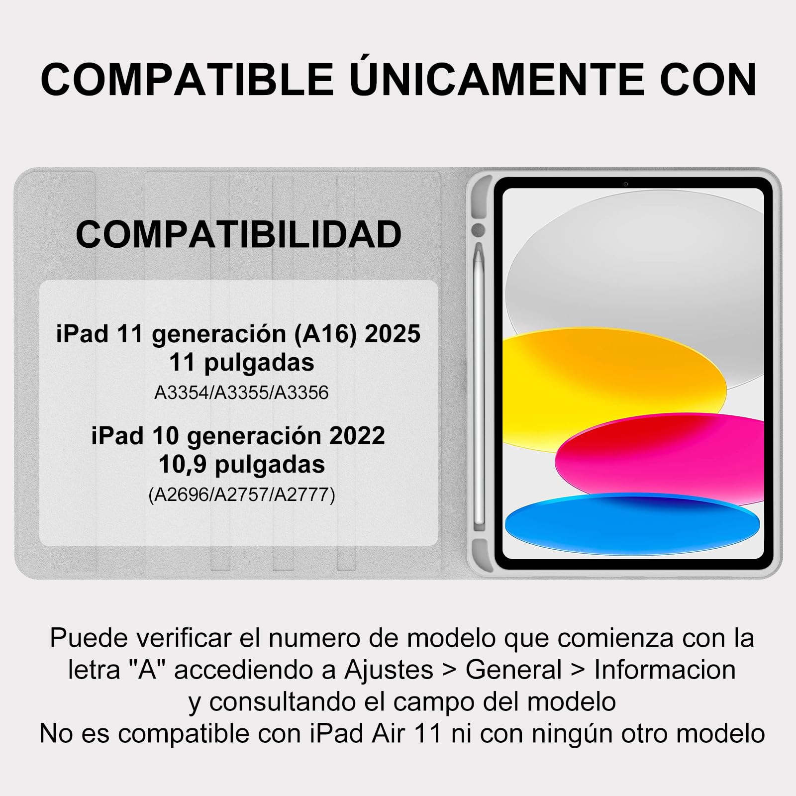 Teclado para iPad 11 Generación A16 2025/10 Gen 2022 (11/10.9 Pulgada) con Touchpad, Trackpad QWERTY Español Ñ, Keyboard Recargable Magnético Desmontable Bluetooth, Soporte para Lápiz, Gris claro
