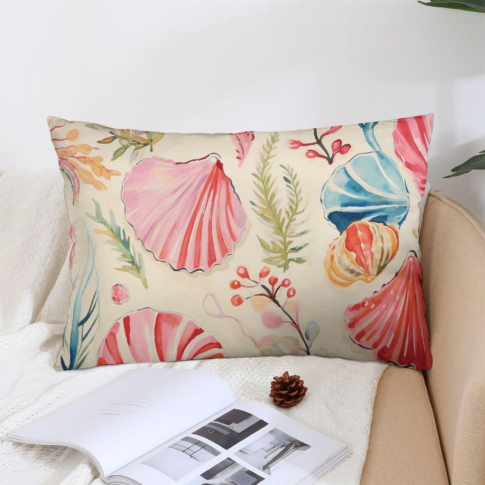 NTVOWPZO Decoration Throw Pillow Covers 12 "x20 Pillowcases Covers Hand Drawn Seashells Soft Pillowcases Modern Farmhouse Home Decor Sofa Cushions Covers for Couch Bed Living Room