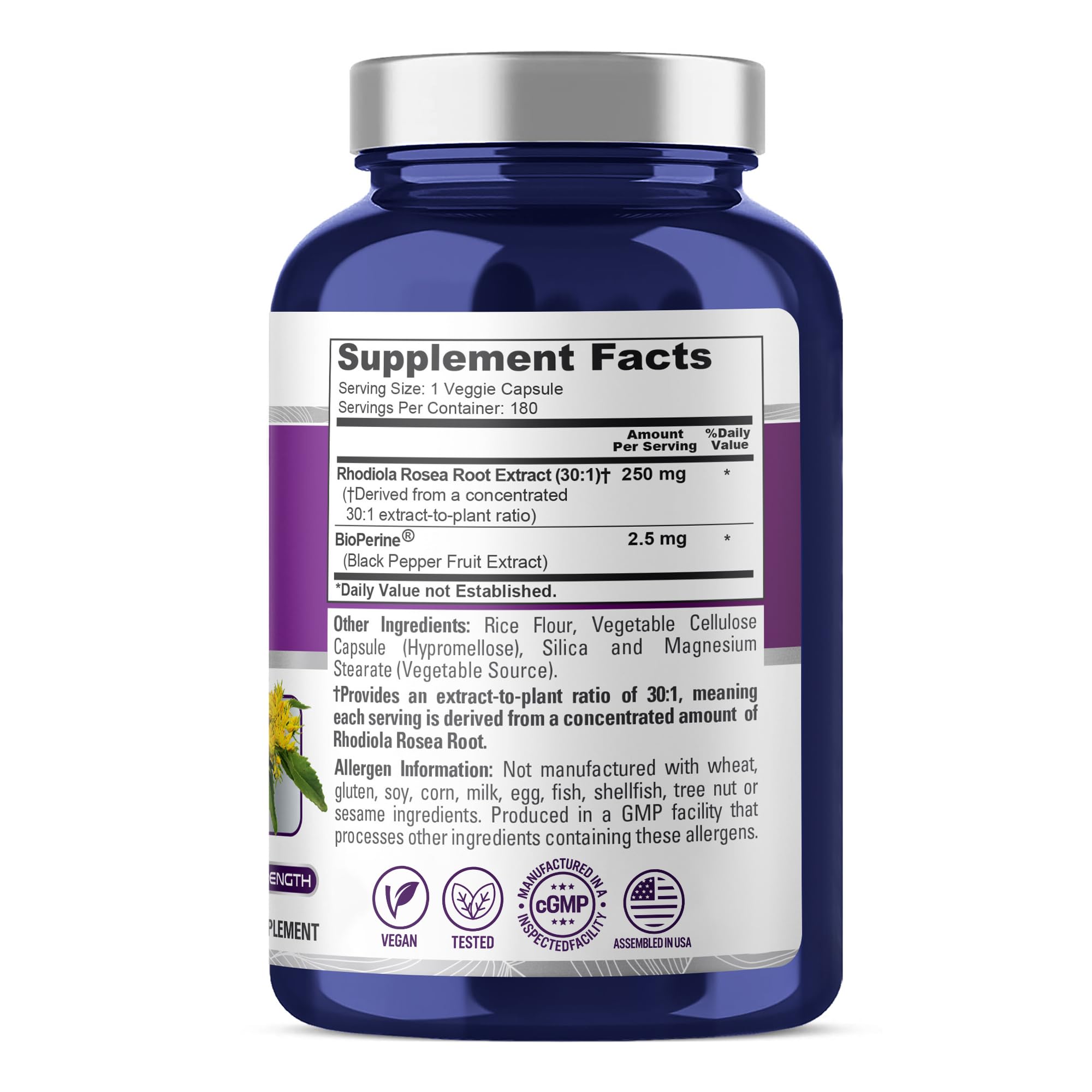 NusaPure Rhodiola Rosea, Vegan, 250mg, 180 Veggie Capsules - 180 Servings — Amazon image 2