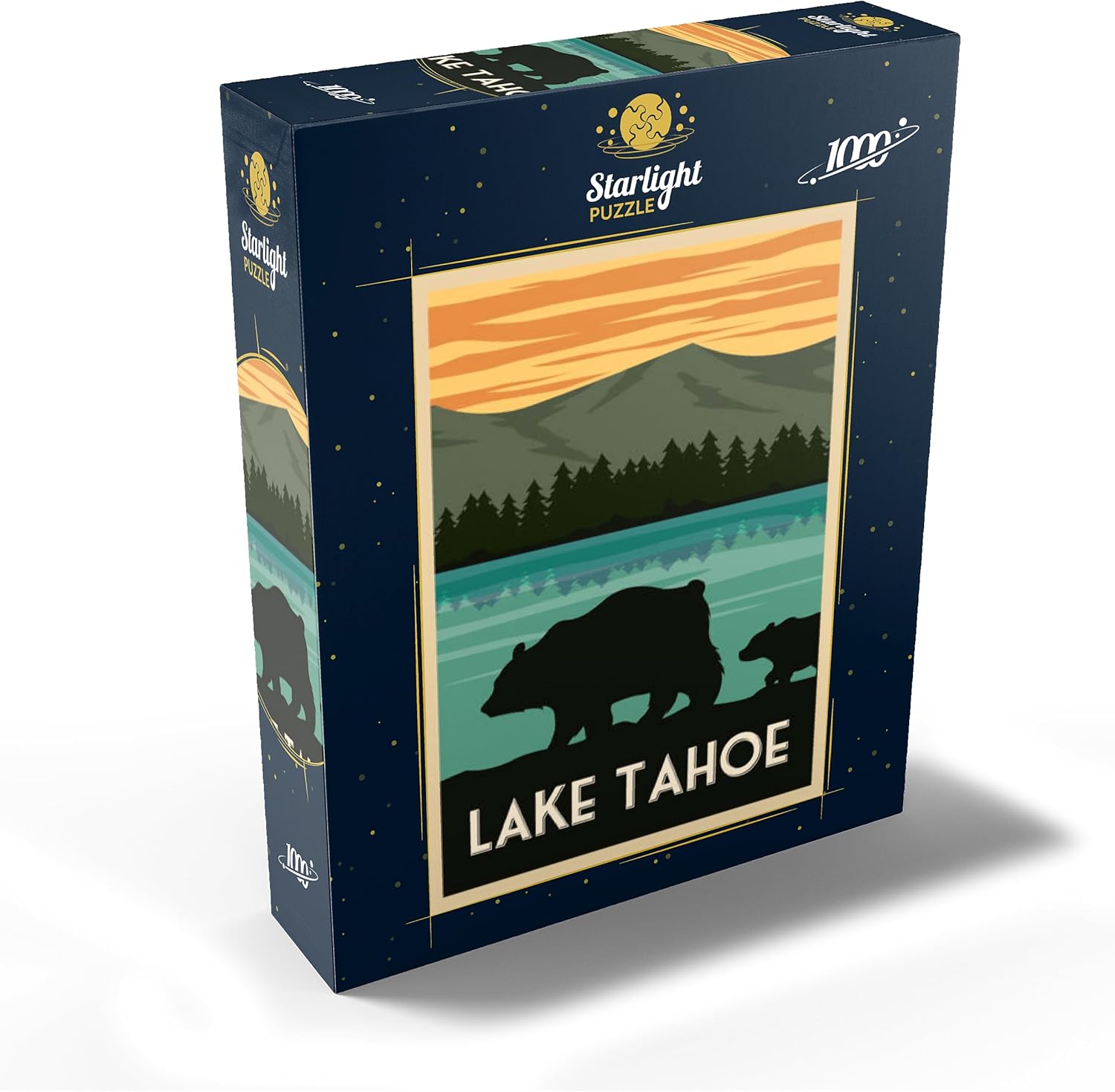 MyPuzzle Lake Tahoe National Park Art Deco Style Vintage Poster Illustration - Premium 1000 Piece Jigsaw Puzzle for Adults
