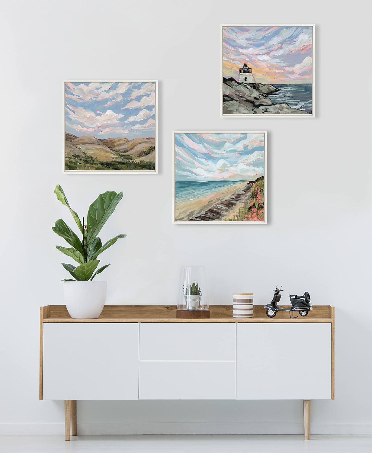 Kate and Laurel Sylvie Connecticut Framed Canvas Wall Art by Emily Kenney, 22x22 White, Coastal Beach Art