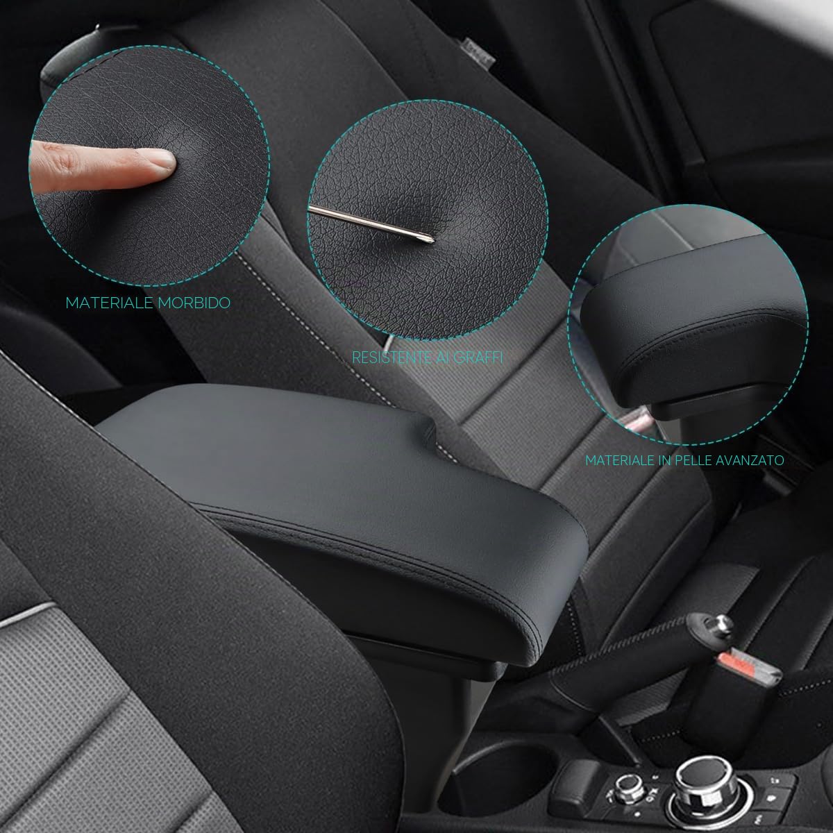 MARCHFA Bracciolo per CX-3 Accessori auto Bracciolo centrale senza porta USB Accessorio per console centrale Nero