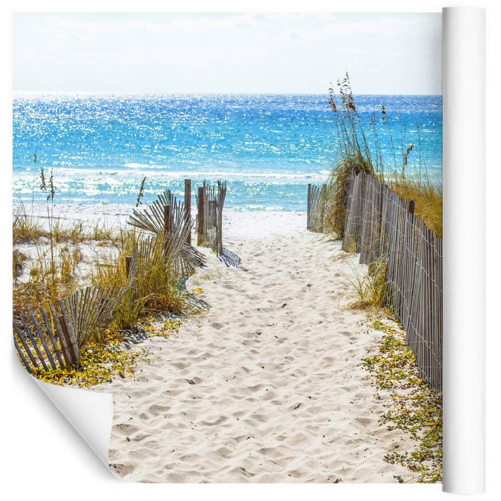 Muralo Papel Pintado Fotográfico Con Estructura De Vinilo, Diseño De Mar, Playa, Sol, Dunas Y Dunas
