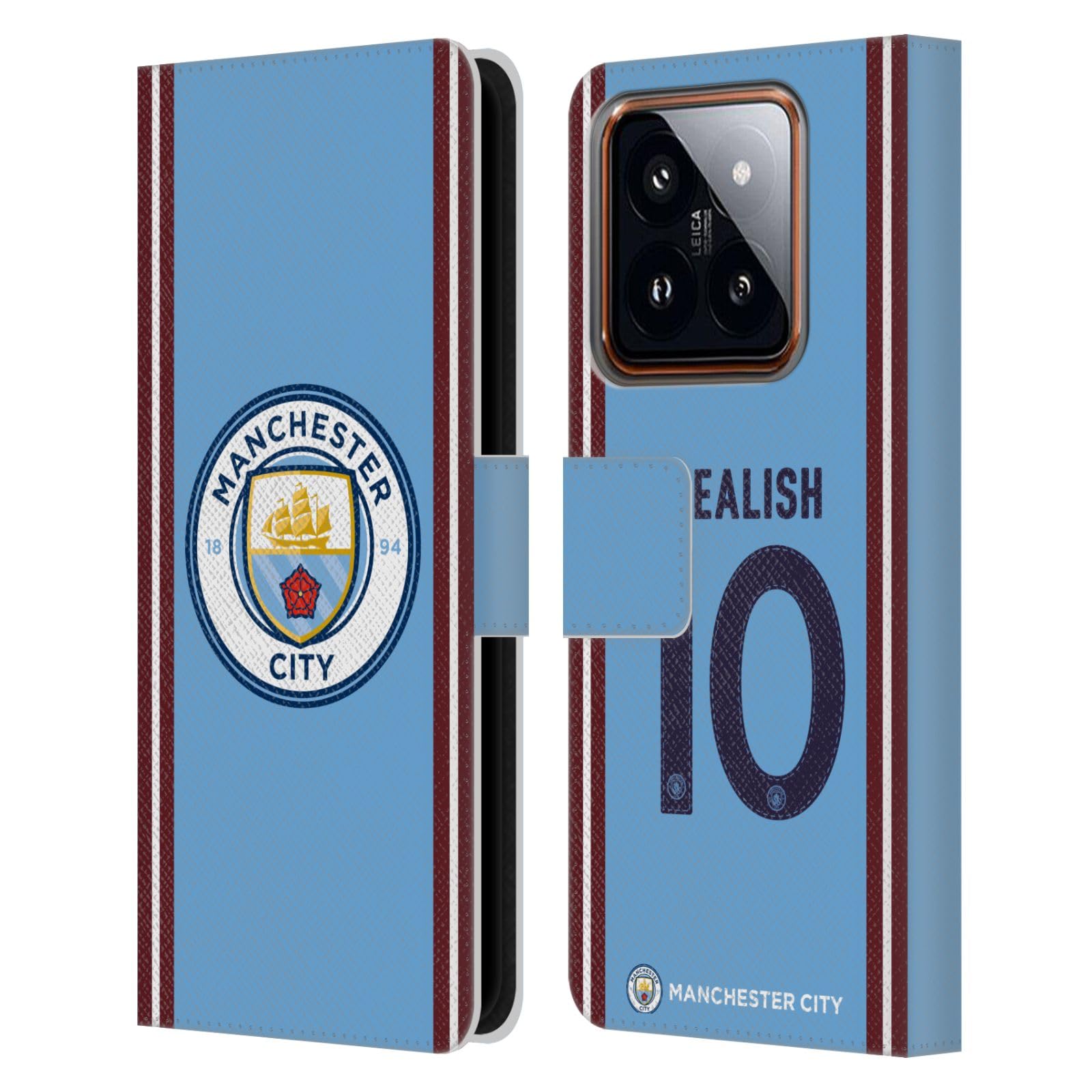 Head Case Designs Officially Licensed Manchester City Man City FC Jack Grealish 2022/23 Players Home Kit Leather Book Wallet Case Cover Compatible with Xiaomi 14