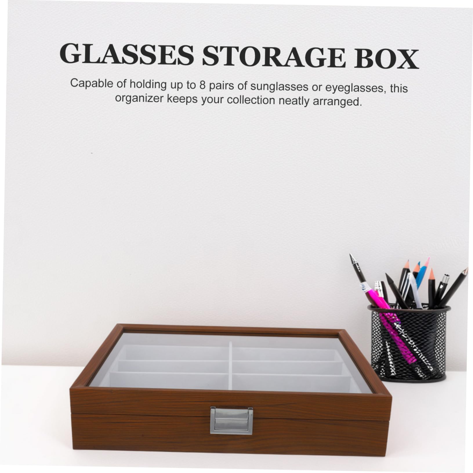 ULTECHNOVO Holz Brillen Aufbewahrungsbox 8 Fächer Mit Weichem Innenfutter Sonnenbrillen Organizer Für Damen Und Herren Brillen Displayhalter Für Zuhause Und Reisen