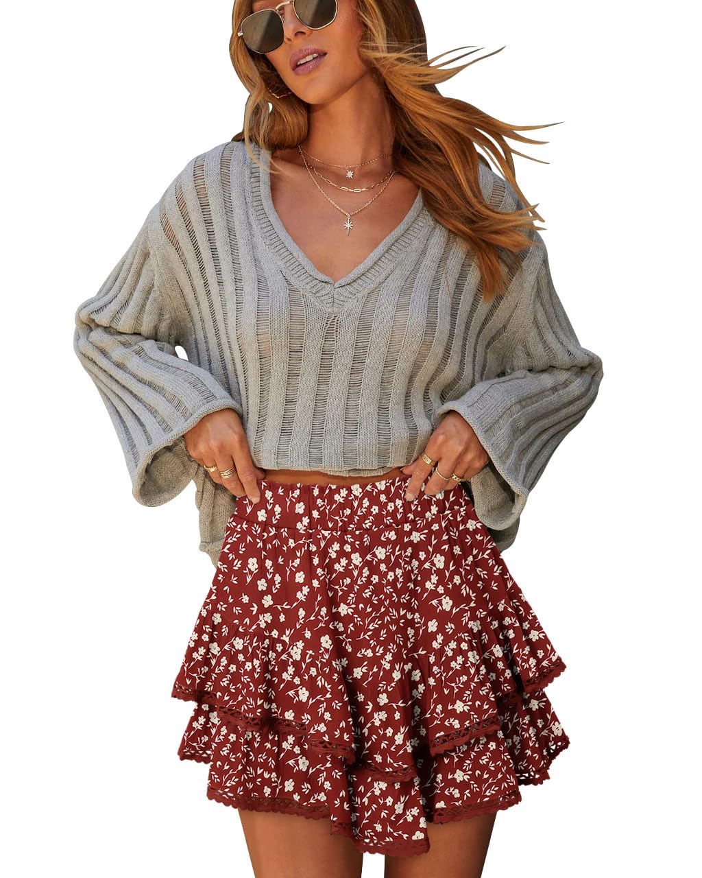onlypuff Pantalones cortos fluidos para mujer, minifaldas con volantes, cintura alta, pantalones cortos de tenis para adolescentes, pantalones cortos de verano