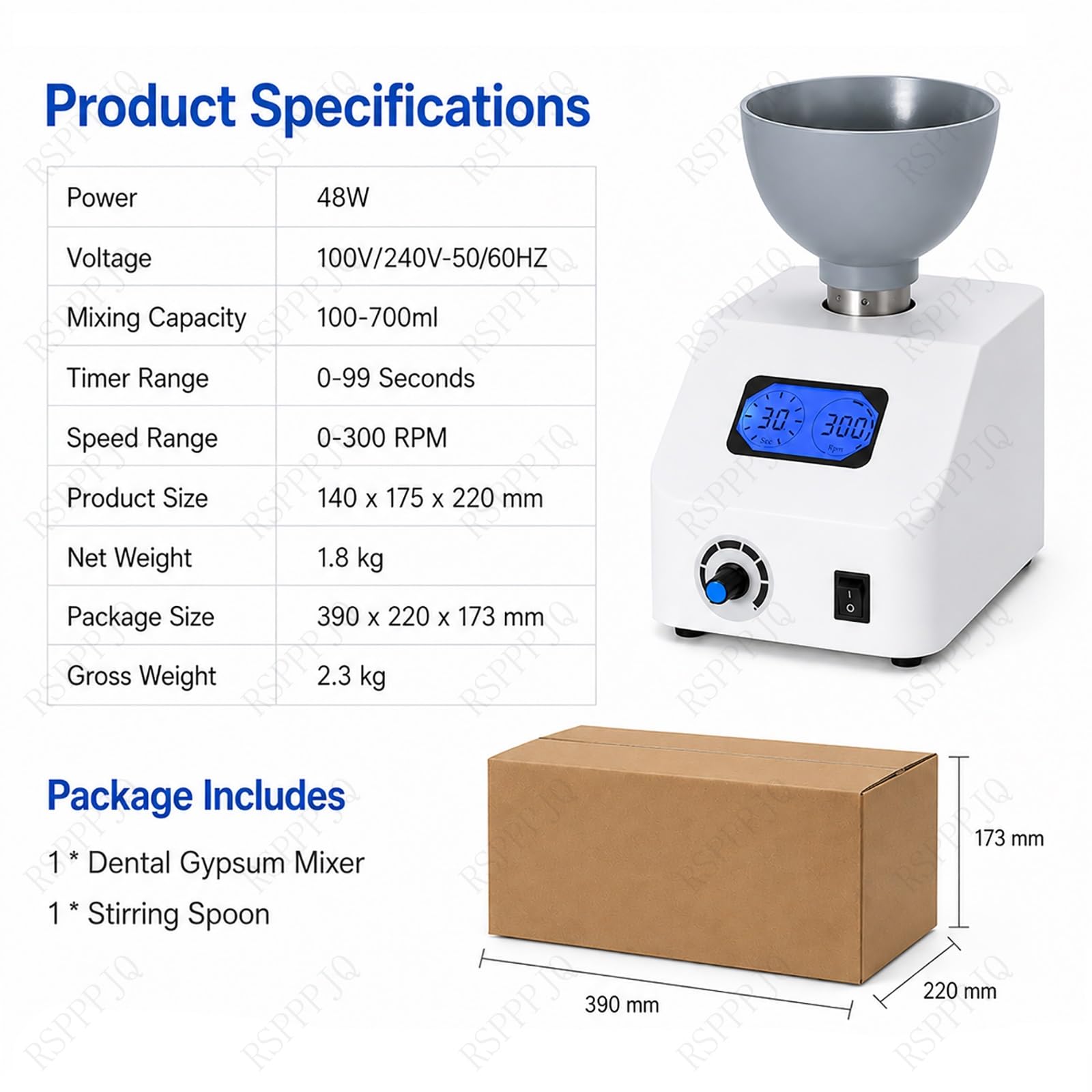 Miscelatore elettrico for gesso, miscelatore for materiale da impronta in alginato da 48 W, regolabile a 6 velocità, capacità 100-700 ml, for miscelare materiali dentali