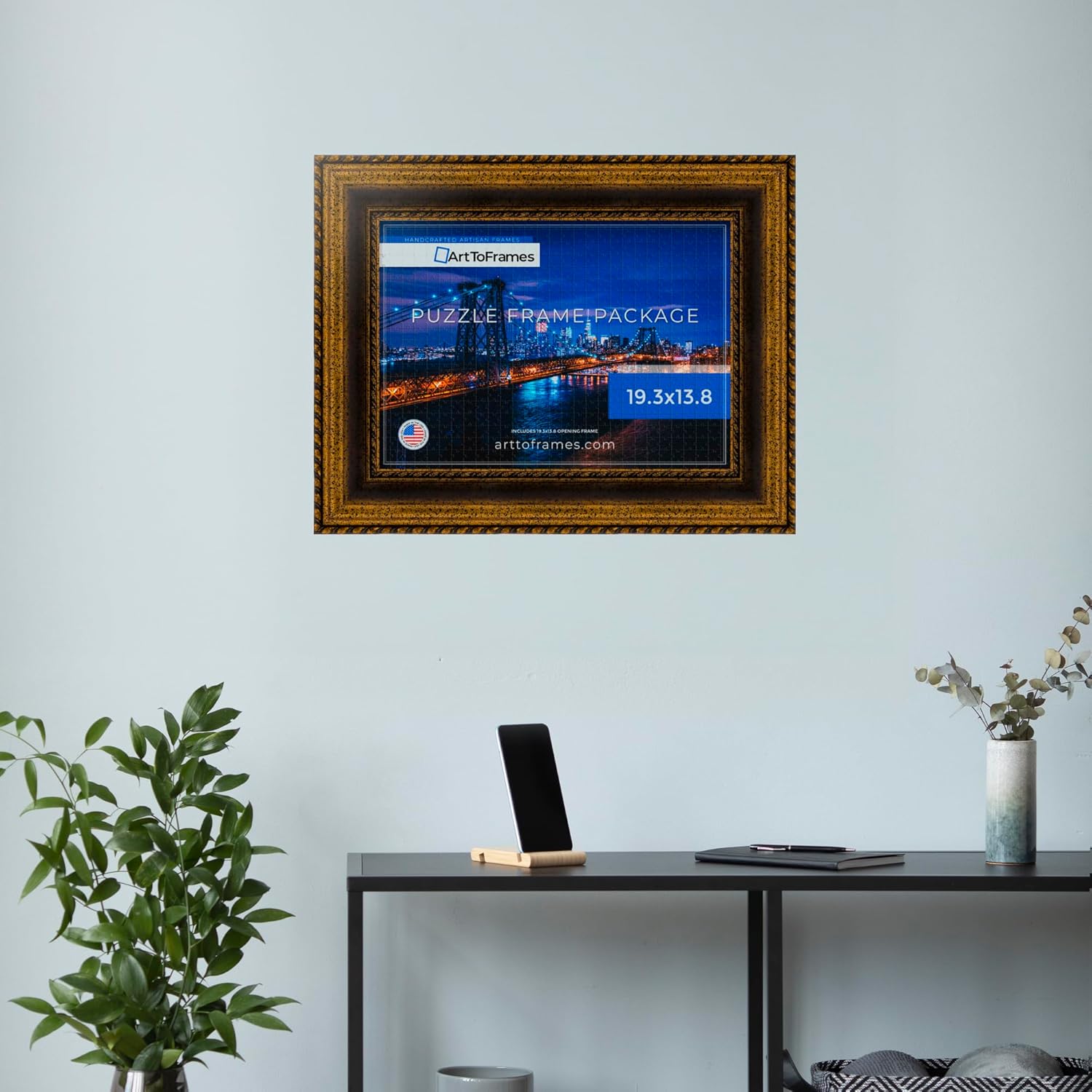 ArtToFrames 19.3x13.8 INCH/49x35 CM Multi Frame for 500 piece Puzzles.This 3.50 Inch Custom Wood Puzzle Frame is Other - Comes with Regular Glass (Puzzle5166-19.3x13.8)