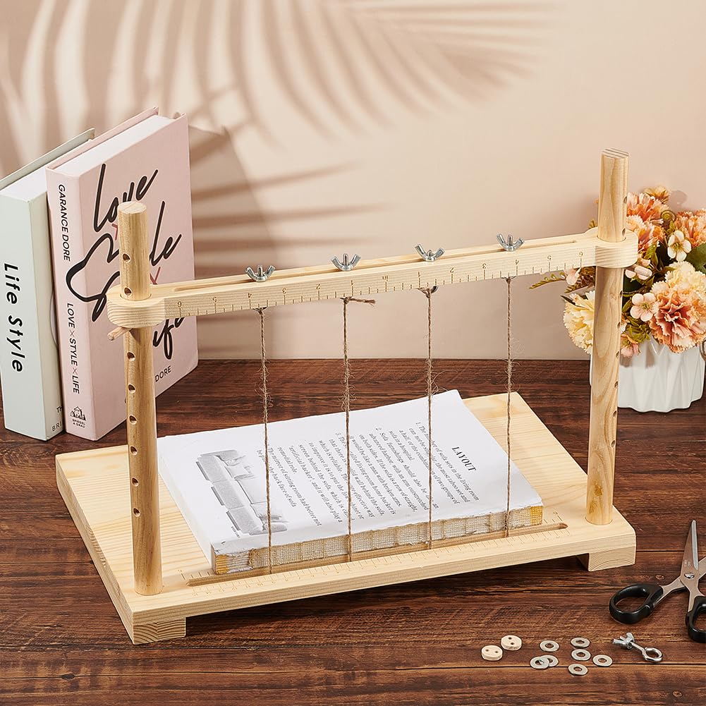 BENECREAT Juego de marcos de costura para encuadernación de libros de 15.7 x 9.4 pulgadas, herramientas de encuadernación manual con cuerda de cáñamo para manualidades y suministros de costura