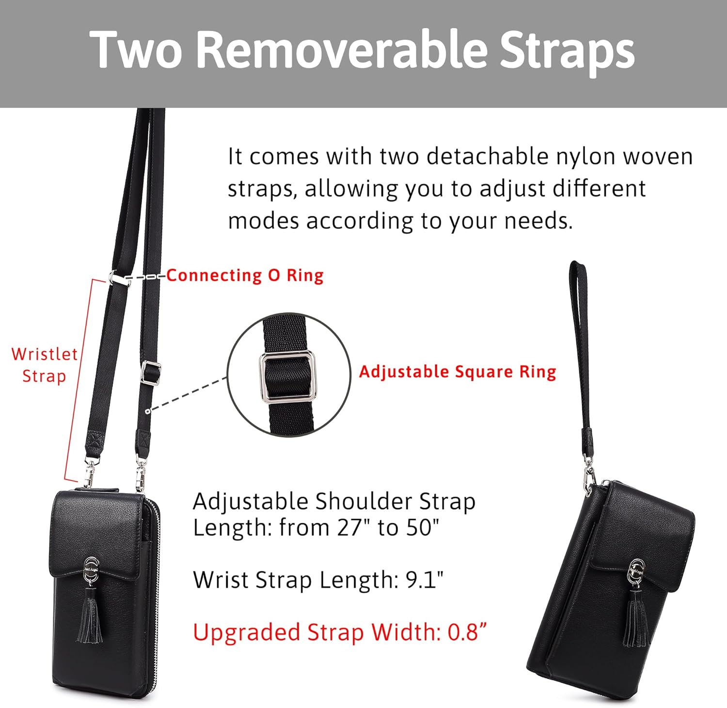 Pearl Angeli Genuine Leather Crossbody Cellphone Bag for Women RFID Blocking Small Phone Wallet Purse with Shoulder Strap - Image 5